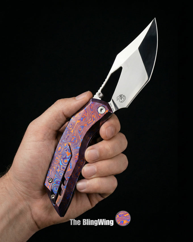 Artisan Cutlery The BlingWing | Titanium Damascus and Hand Polished Blade - Product view 3
