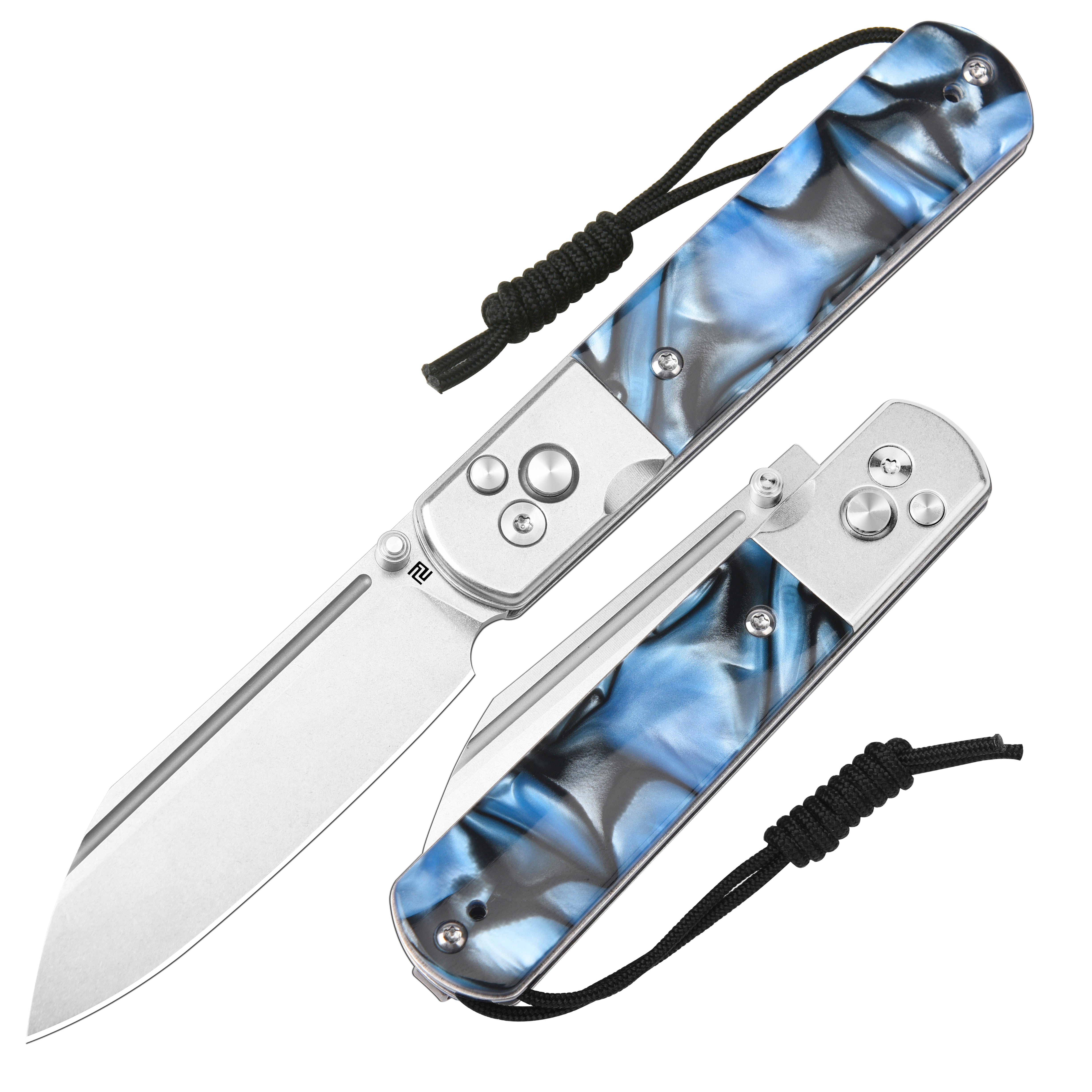 Artisan Cutlery Holm 1875P AR-RPM9 Steel Blade Acrylic Handle Folding Knives - Deep Sea Blue Acrylic (1875P-BA)