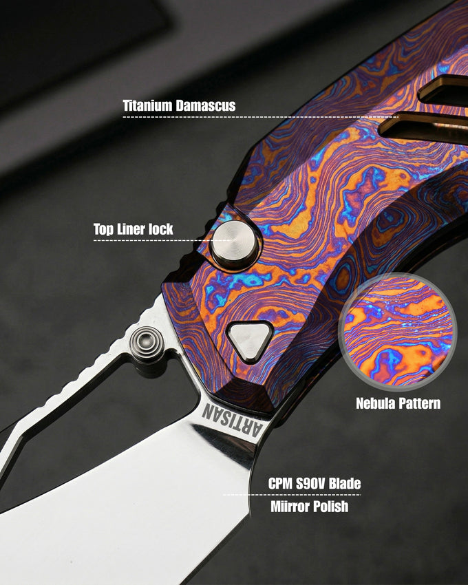 Artisan Cutlery The BlingWing | Titanium Damascus and Hand Polished Blade - Product view 4