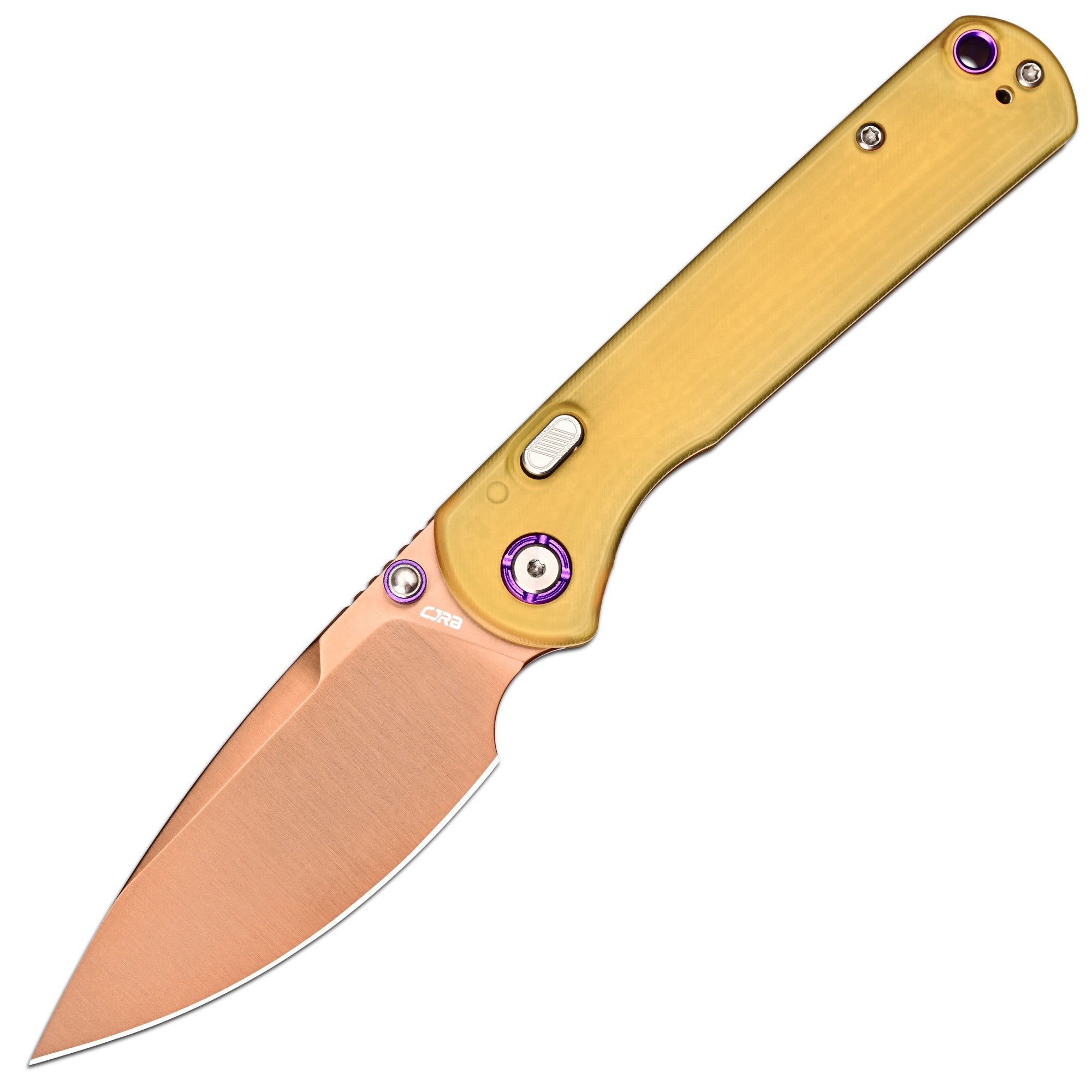 CJRB Latitude Thumb Stud & Top Liner Lock Folding Knife Ultem Handle (3.47'' Rose Gold AR-RPM9 Steel Blade) J1975-AMB (Exclusive)