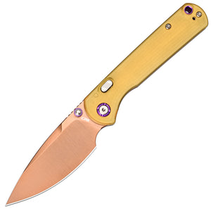 CJRB Latitude Thumb Stud & Top Liner Lock Folding Knife Ultem Handle (3.47'' Rose Gold AR-RPM9 Steel Blade) J1975-AMB (Exclusive)