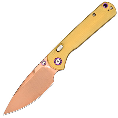 CJRB Latitude Thumb Stud & Top Liner Lock Folding Knife Ultem Handle (3.47'' Rose Gold AR-RPM9 Steel Blade) J1975-AMB (Exclusive)