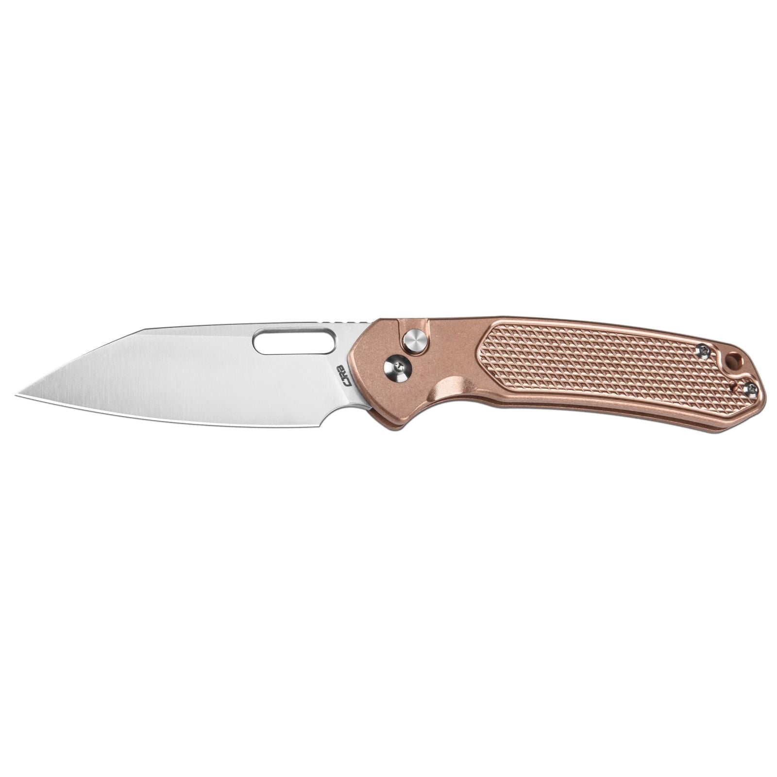 CJRB Pyrite-Alt Wharncliffe J1925A CPM 20CV Blade Copper Handle Folding Knives - Sand Polish (J1925AT-BR)