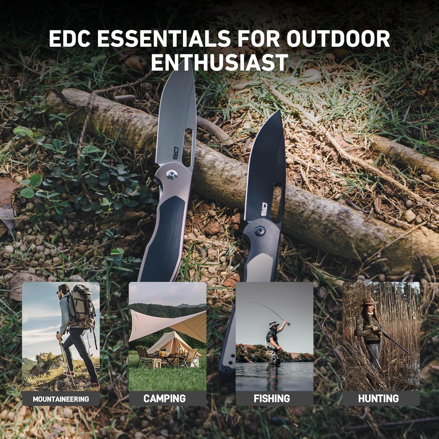 CJRB Droma J1963 AR-RPM9 Steel Blade Aluminum and G10 inlay Handle Folding Knives - Champagne (J1963-BK)