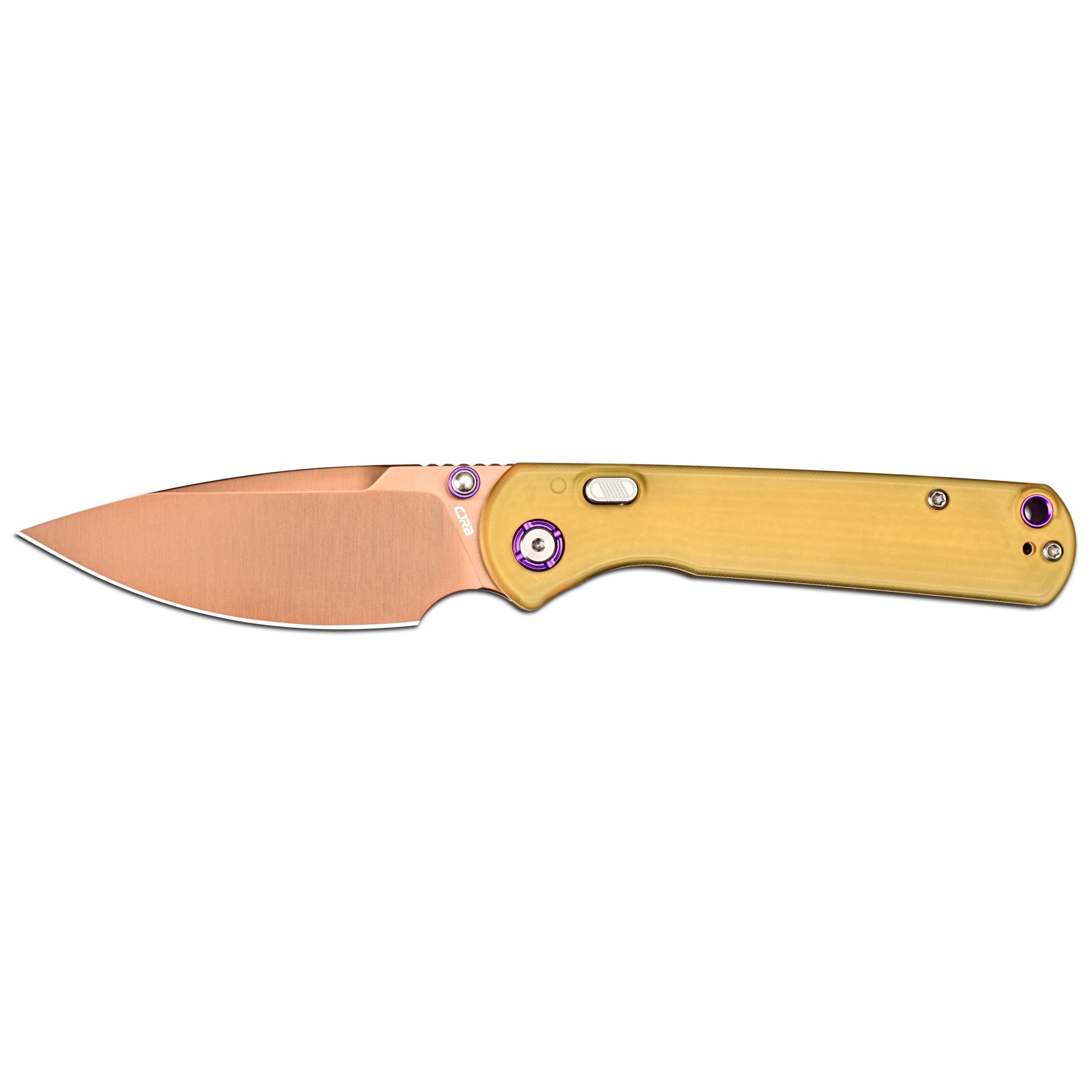 CJRB Latitude Thumb Stud & Top Liner Lock Folding Knife Ultem Handle (3.47'' Rose Gold AR-RPM9 Steel Blade) J1975-AMB (Exclusive)
