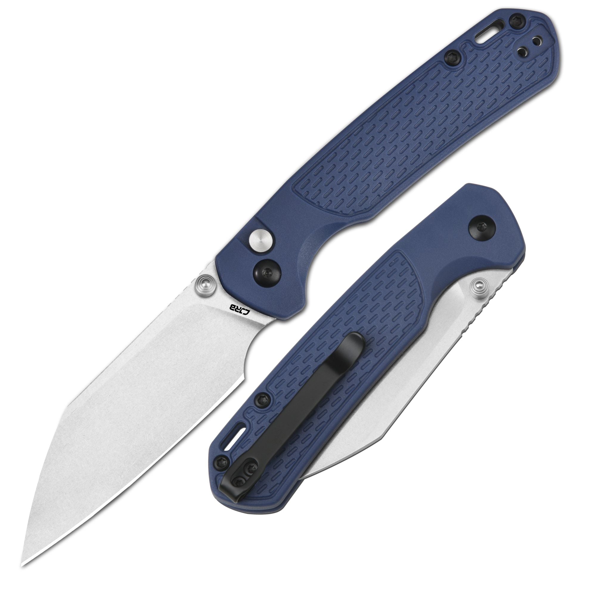 CJRB Pyrite-Light J1945 AR-RPM9 Steel Blade FRN Handle Folding Knives - Blue/Stone Wash (J1945-BU)