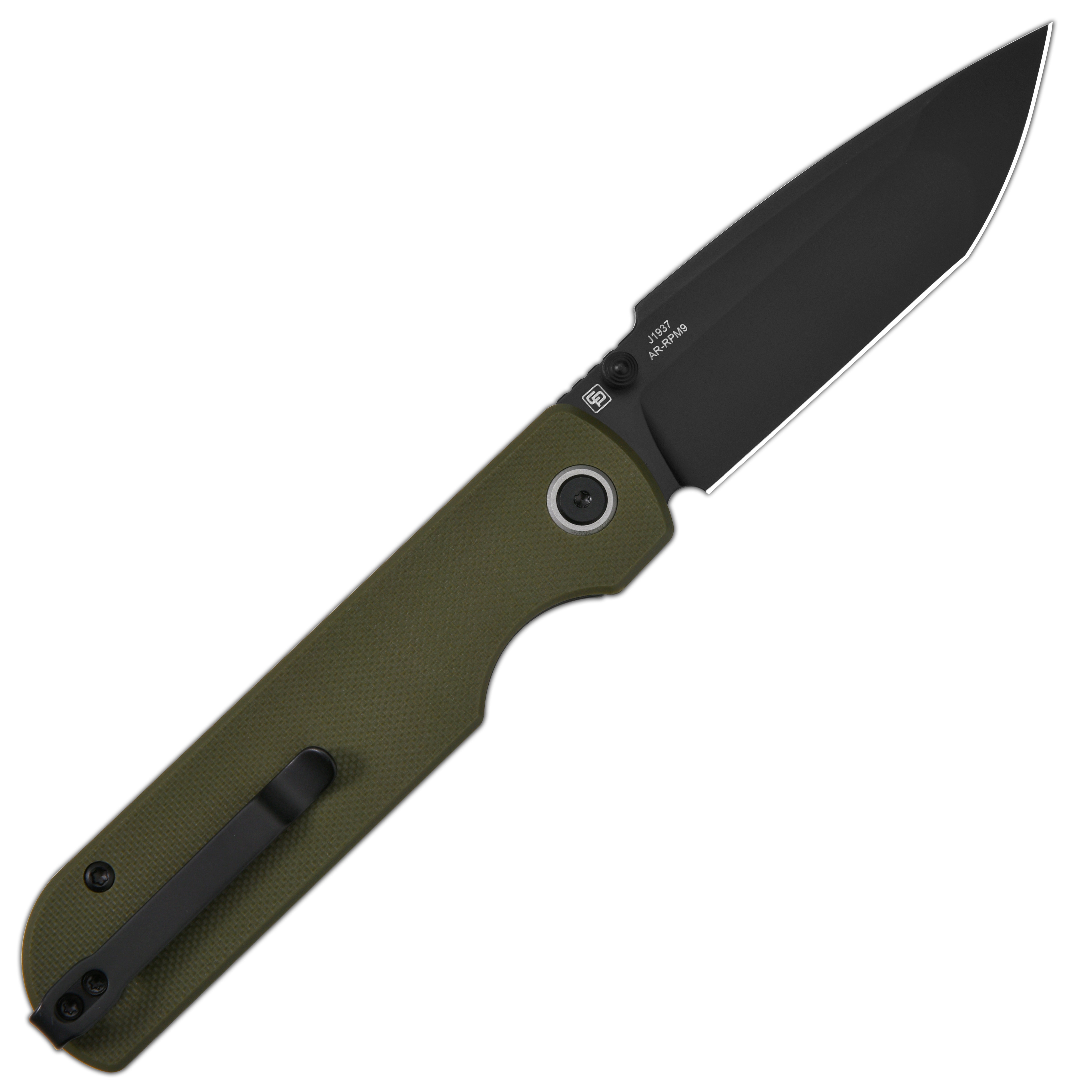 CJRB Nova J1937 AR-RPM9 Steel Blade G10 Handle Folding Knives - Black PVD / Green (J1937-BGN)