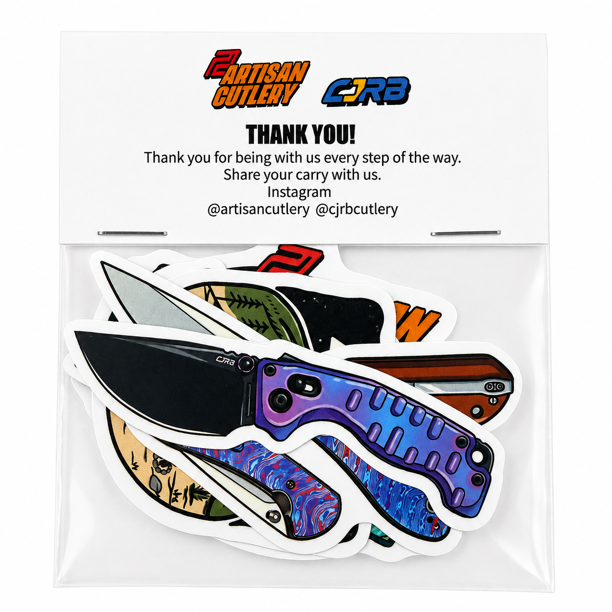 Artisan Cutlery & CJRB Knife Collection Sticker Pack – 6 Piece EDC Sticker Set