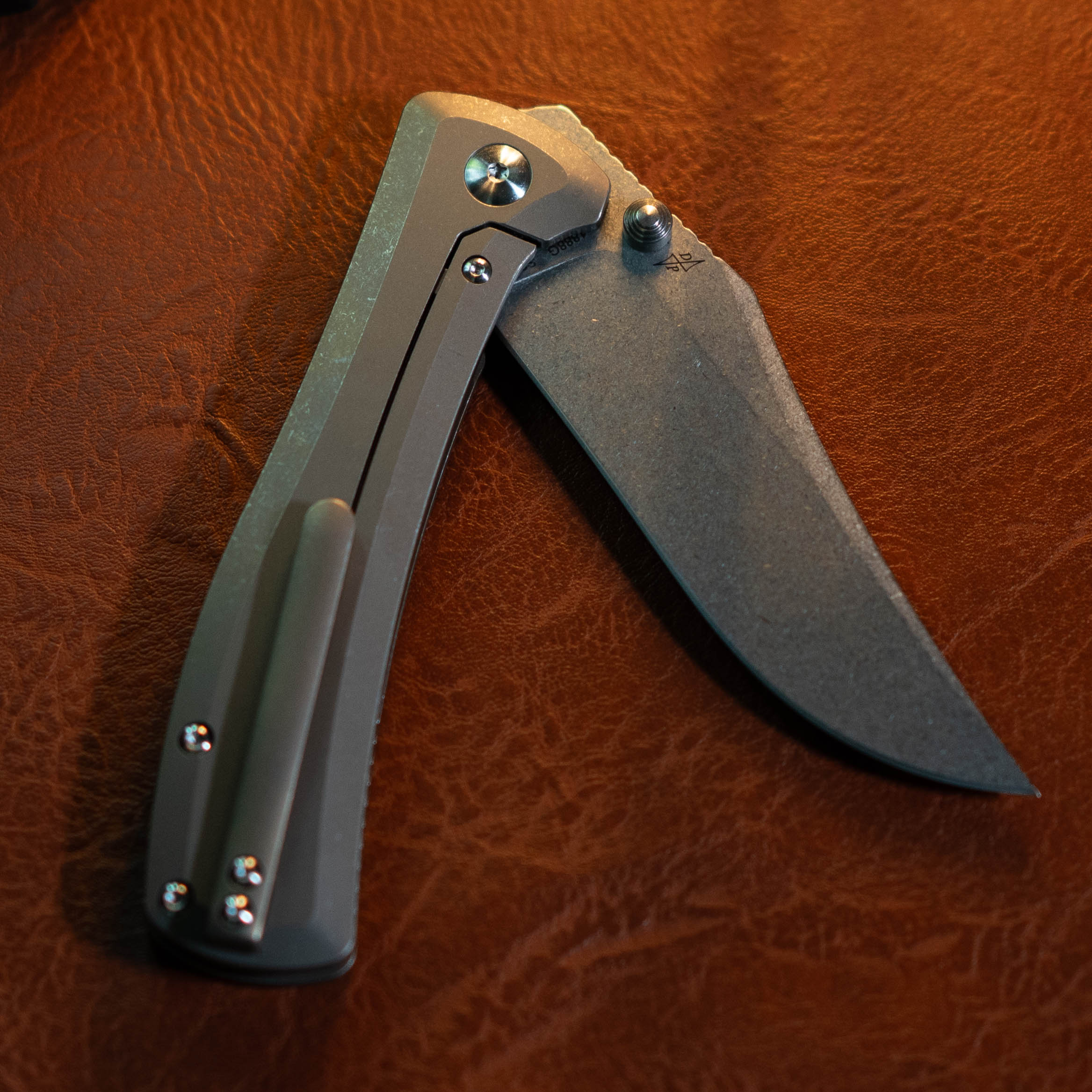 Artisan Cutlery Santee Thumb Stud & Frame Lock Folding Knife Titanium Handle (3.54'' CPM S35VN Steel Stone Wash Blade) 1888G-GY
