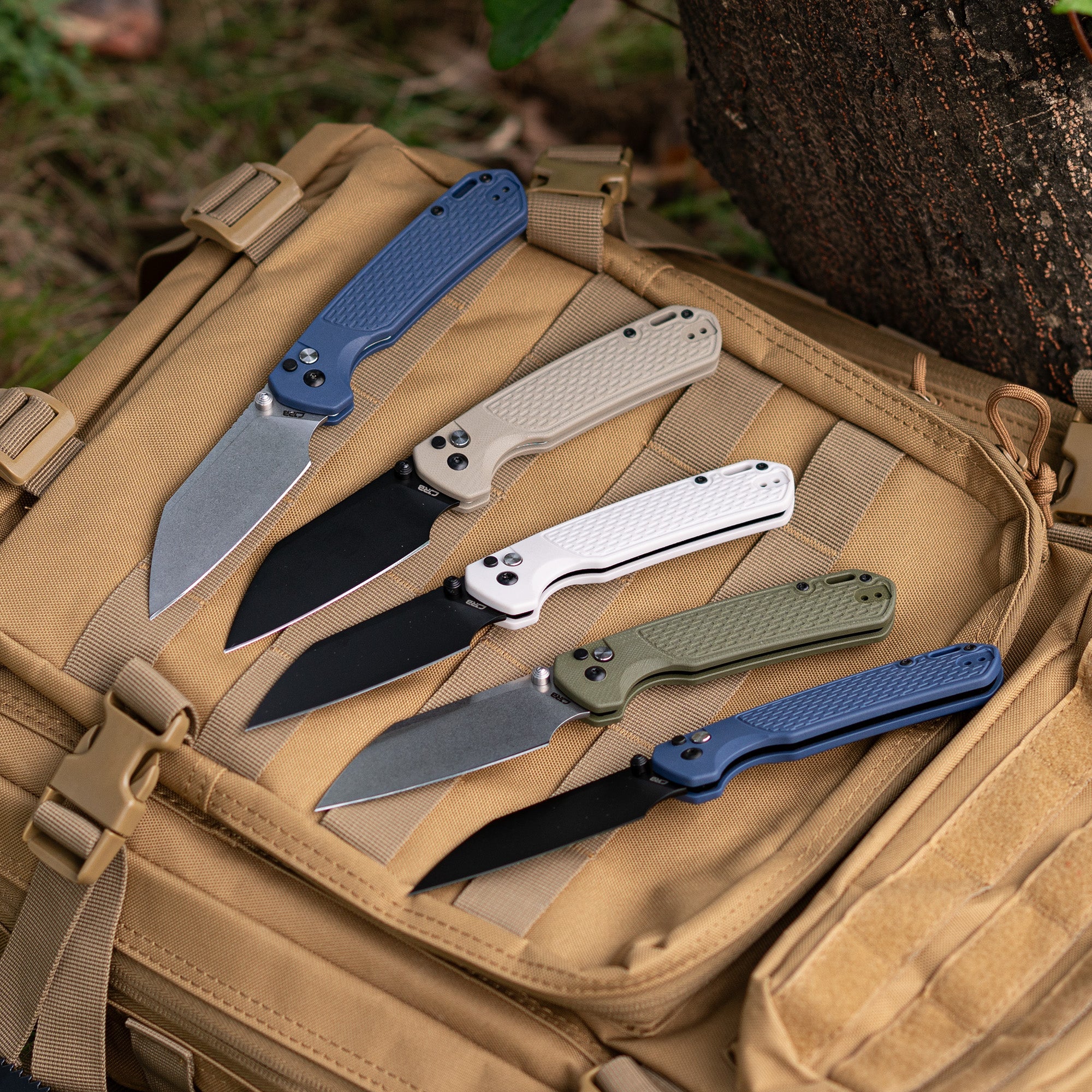 CJRB Large Pyrite-Light J1945L AR-RPM9 Steel Blade FRN Handle Folding Knives - Blue FRN Handle/Stone Wash Blade (J1945L-BU)