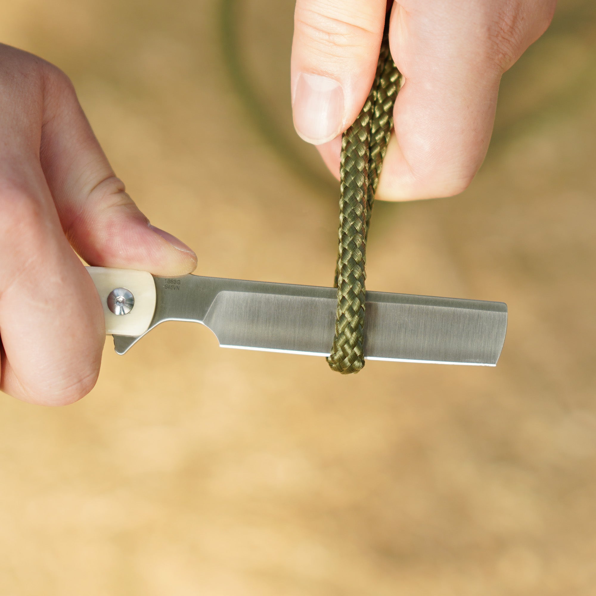 Artisan Cutlery Orthodox V2 Flipper & Liner Lock Knife Bovine Bone Handle (3.54'' Sand Polish CPM S45VN Blade) 1883G-BB (Limited)