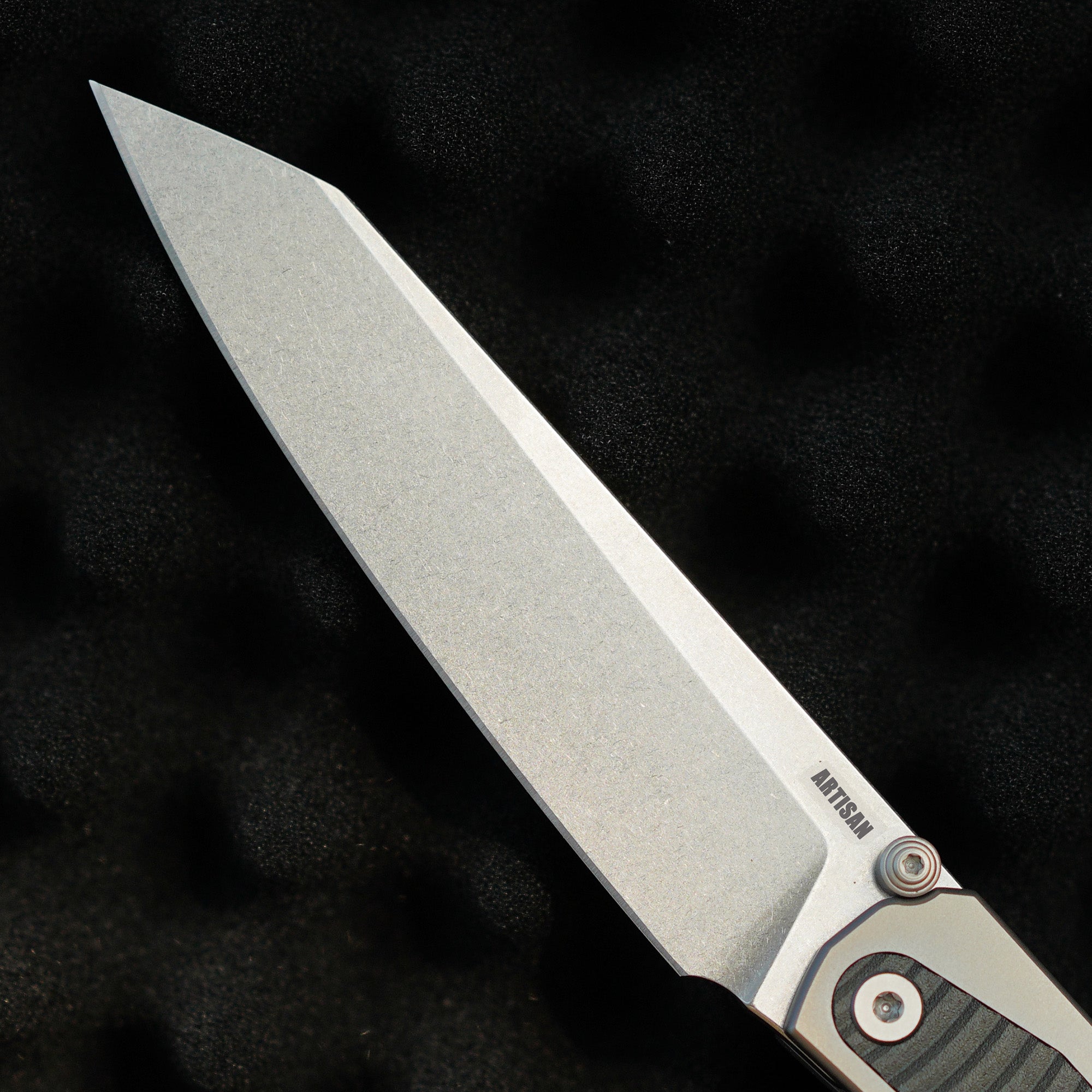 Artisan Cutlery Trust Thumb Stud & Frame Lock Knife Titanium and Aluminum Handle (3.758'' Stone Wash S35VN Blade) 1886G-GY