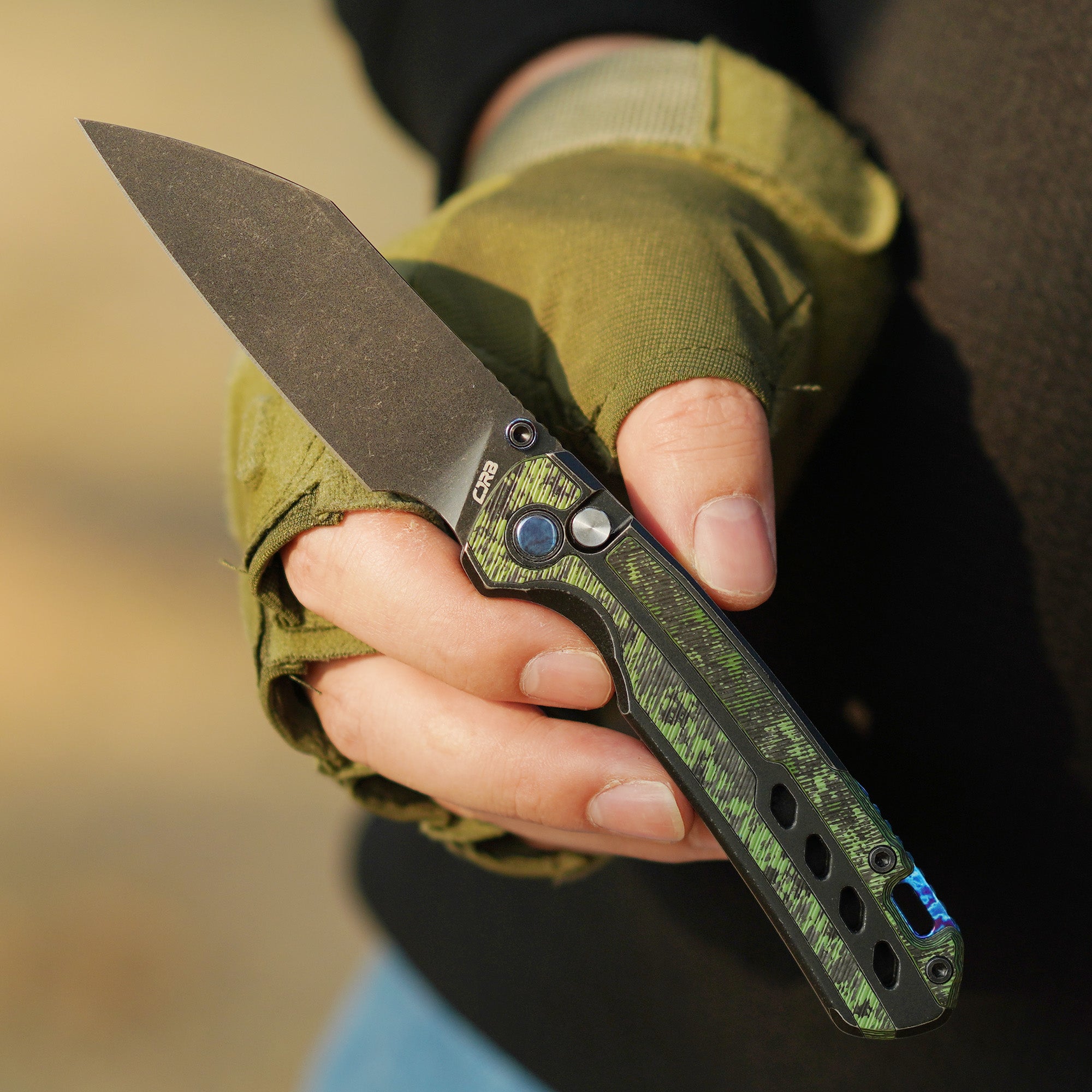 CJRB Interstellar Pyrite-Light J1945G S90V Blade Titanium and Fat Carbon Inlay Handle Folding Knives(Limited edition) - Black (J1945G-BJWCF)