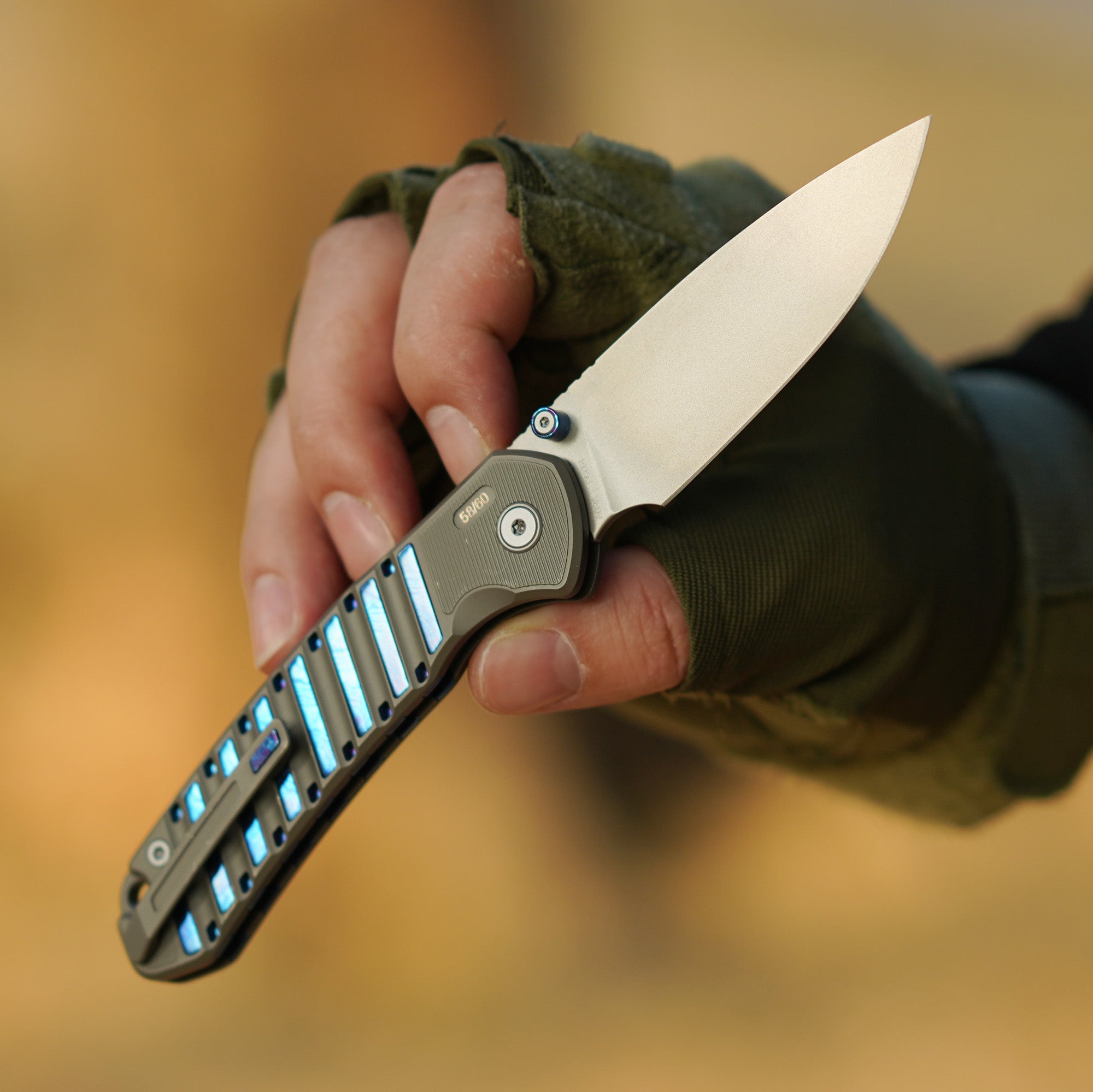 CJRB Galactic Pyrite J1925G S90V Blade Titanium and Titanium Damascus Inlay Handle Folding Knives(Limited edition) - Gray (J1925G-TDB)