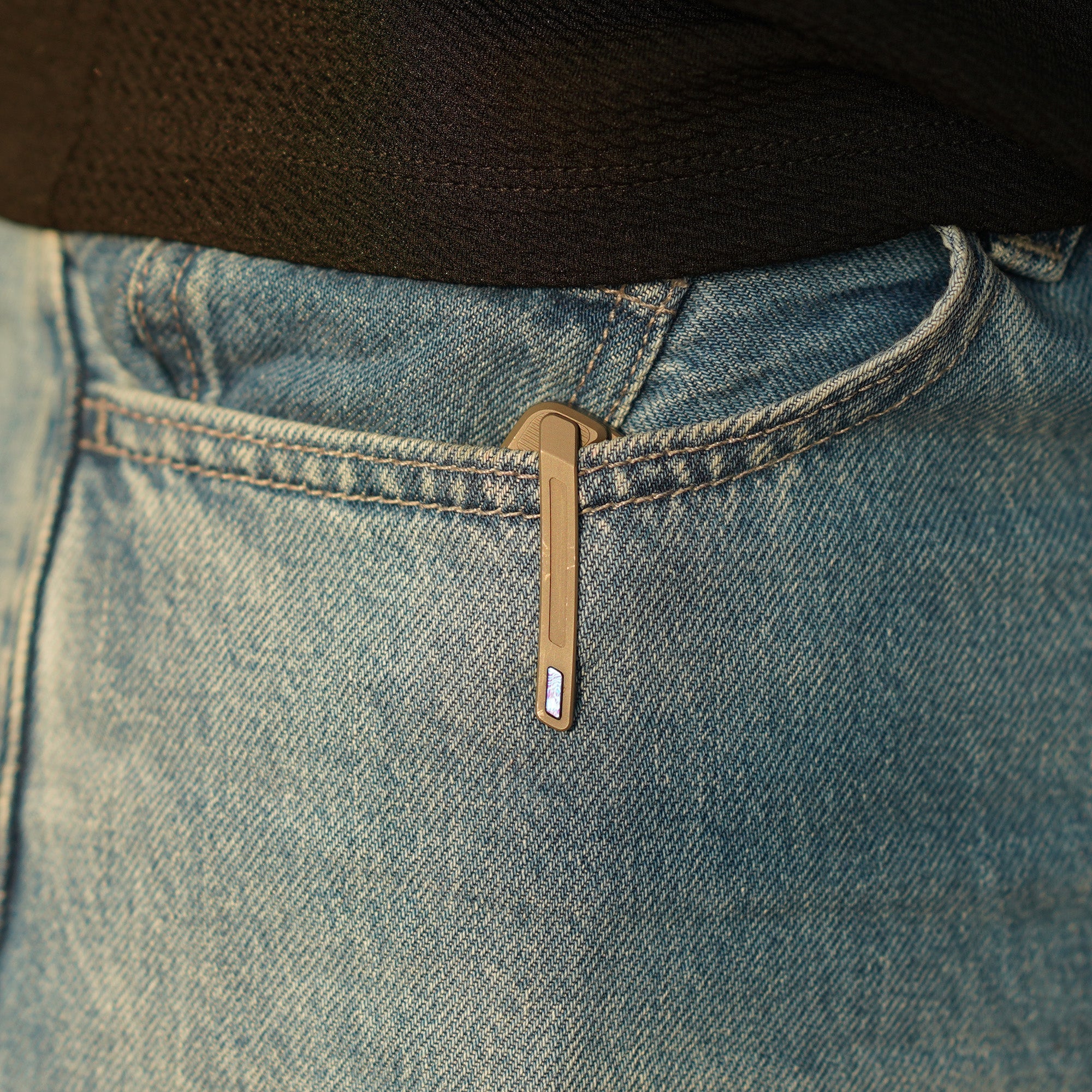 CJRB Galactic Pyrite J1925G S90V Blade Titanium and Titanium Damascus Inlay Handle Folding Knives(Limited edition) - Gray (J1925G-TDB)