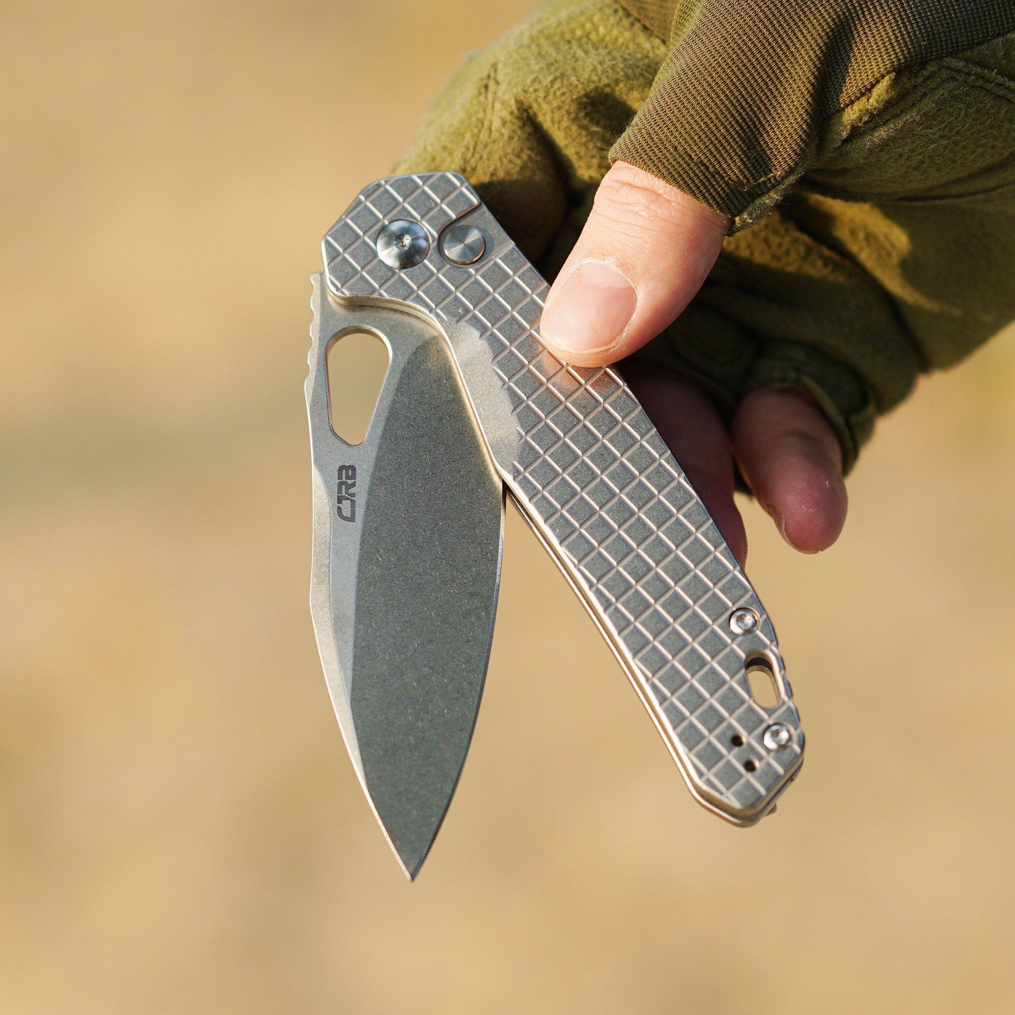 CJRB Frack J1931 AR-RPM9 Steel Blade Steel(Frag pattern) Handle Folding Knives - Stone Wash (J1931-FST)