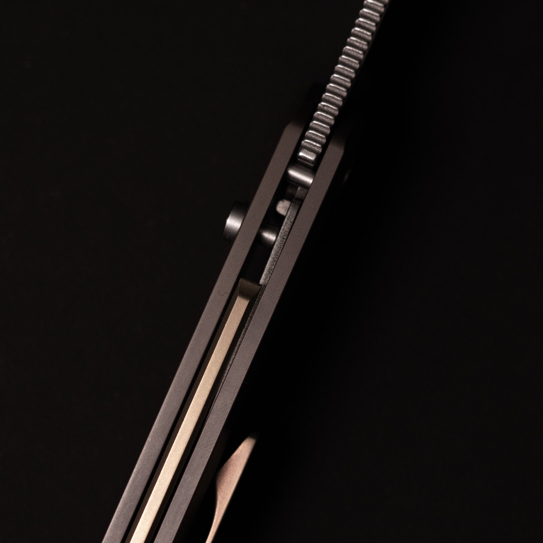 Artisan Cutlery Mousebird Thumb Hole Top Liner lock Lock EDC Knife Titanium Handle Gold Titanium Clip(3'' CPM S35VN Stone Wash Blade ) 1889G-DG