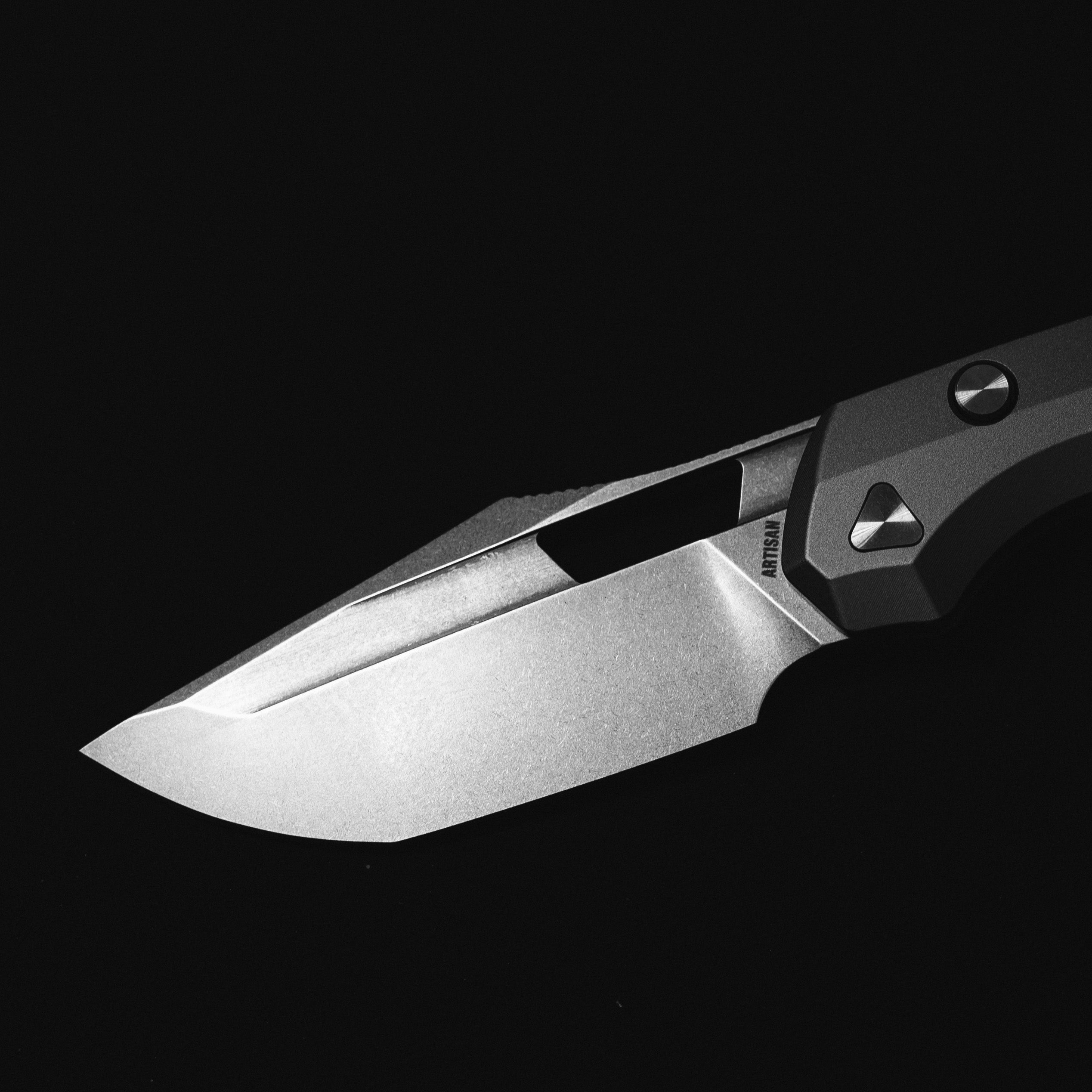 Artisan Cutlery Mousebird Thumb Hole Top Liner lock Lock EDC Knife Titanium Handle Titanium Clip(3'' CPM S35VN Stone Wash Blade ) 1889G-GY