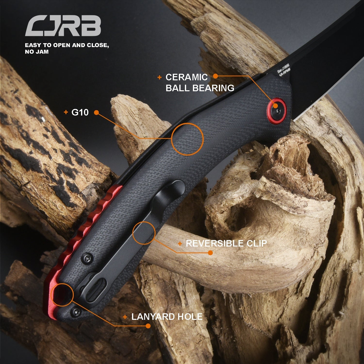 CJRB Gobi J1906 AR-RPM9 Steel Black PVD Blade G10 Handle Folding Knives - Black (J1906-BBKC)