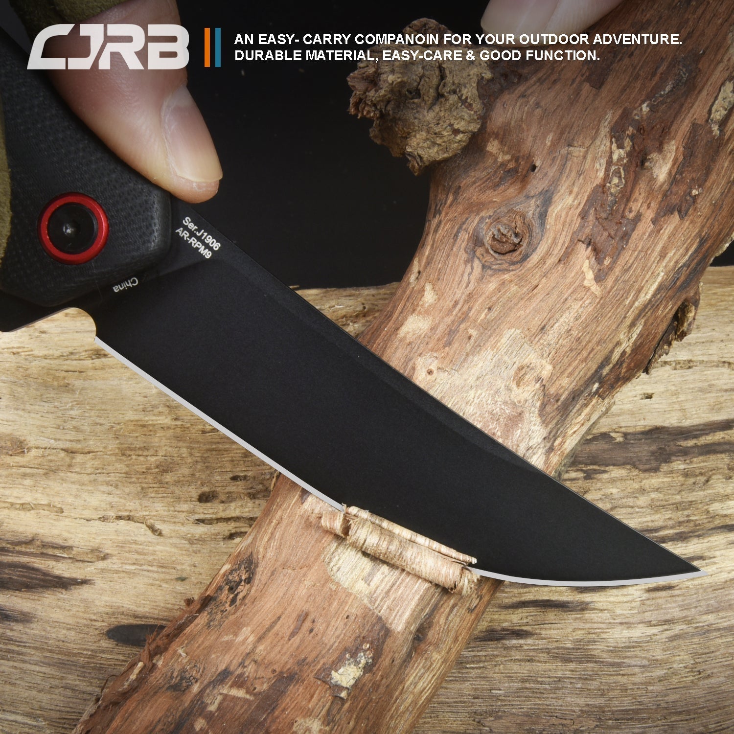 CJRB Gobi J1906 AR-RPM9 Steel Black PVD Blade G10 Handle Folding Knives - Black (J1906-BBKC)