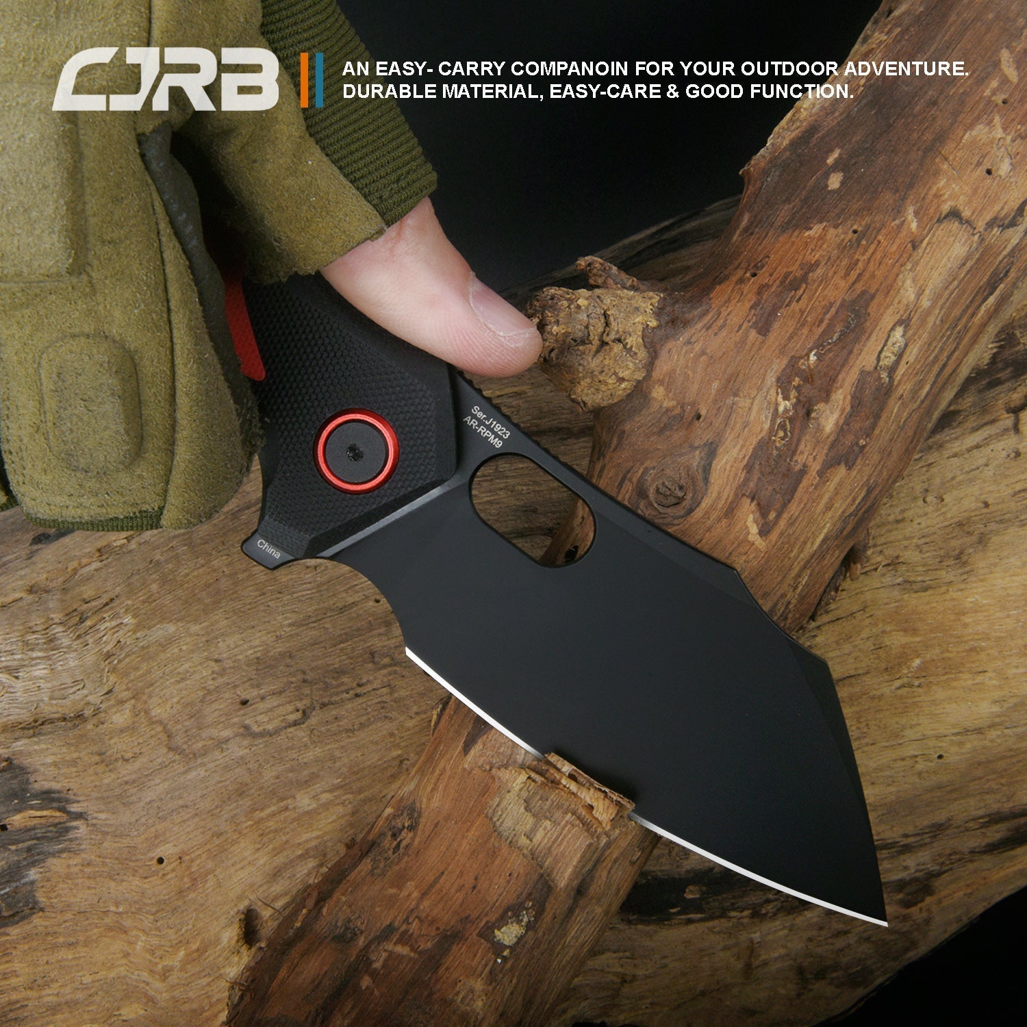 CJRB Caldera J1923 AR-RPM9 Steel Blade G10 Handle Folding Knives - Red (J1923-BRE)