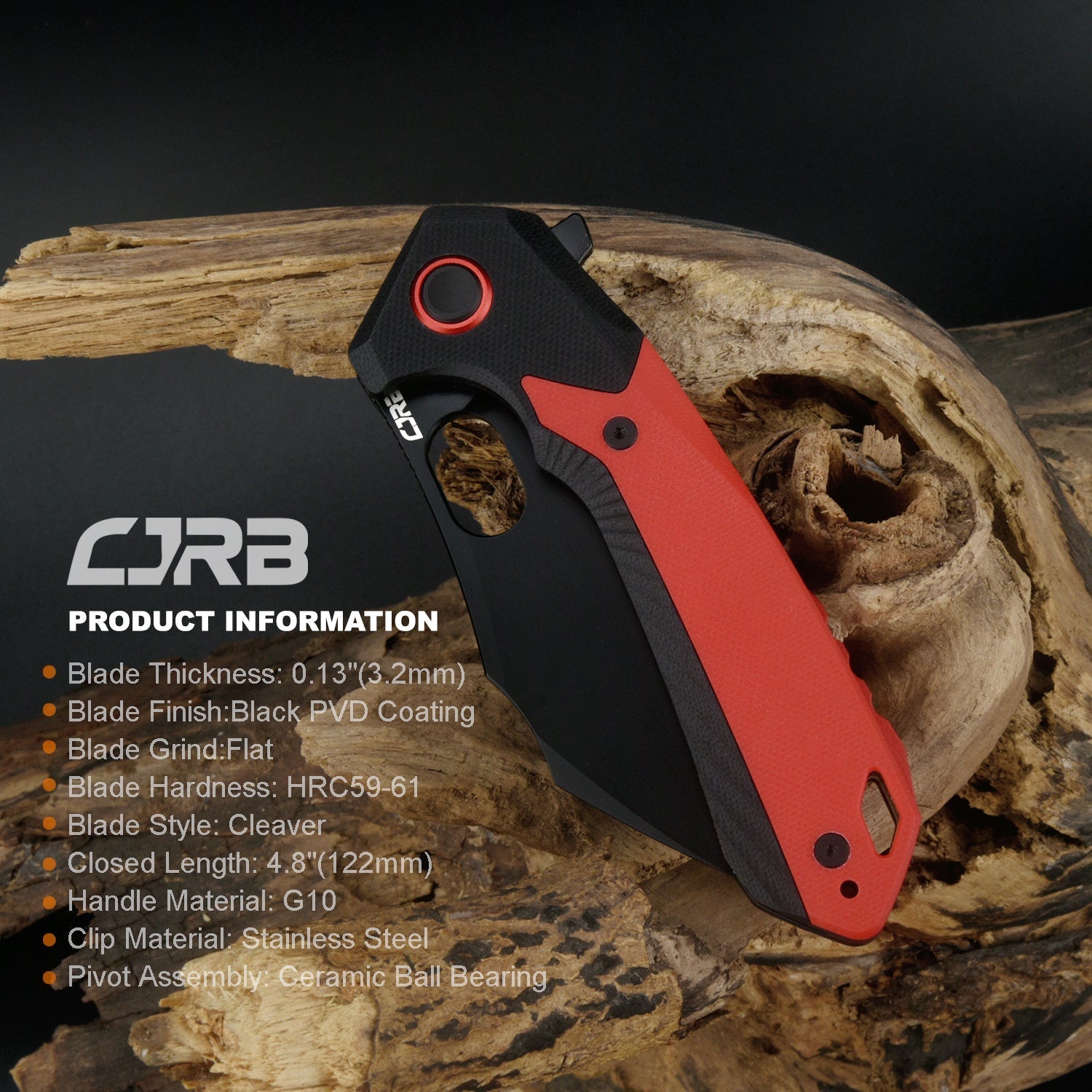 CJRB Caldera J1923 AR-RPM9 Steel Blade G10 Handle Folding Knives - Red (J1923-BRE)