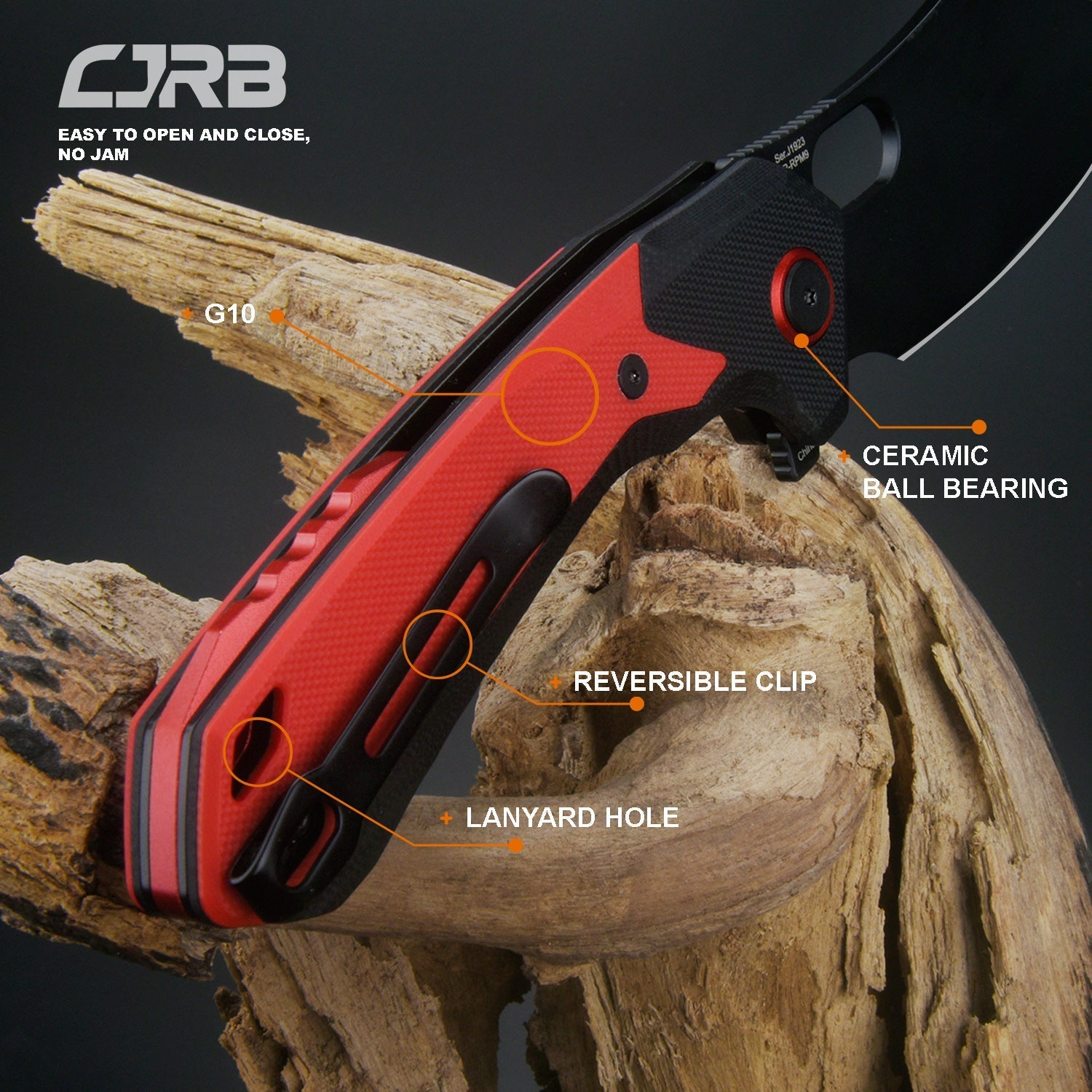 CJRB Caldera J1923 AR-RPM9 Steel Blade G10 Handle Folding Knives - Red (J1923-BRE)
