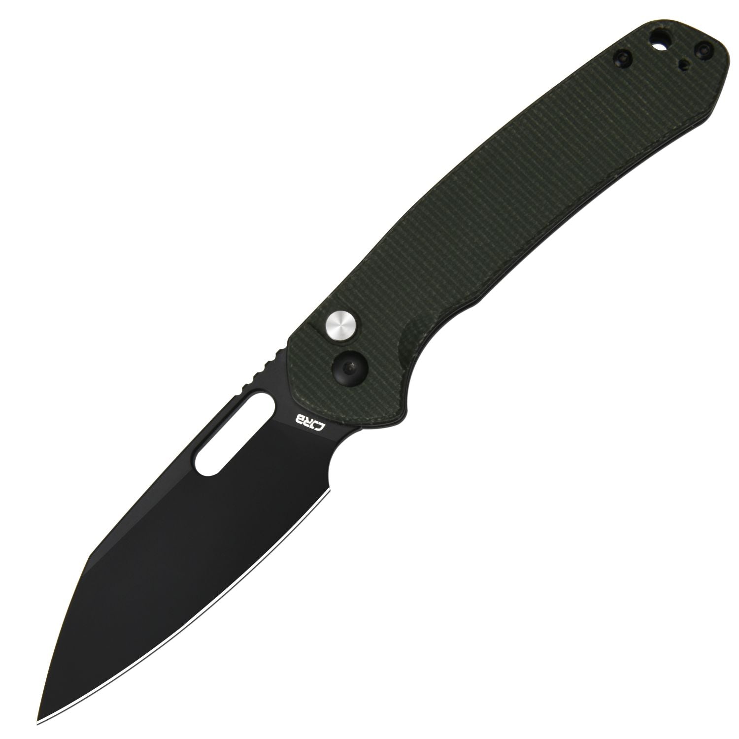 CJRB Pyrite-Alt Wharncliffe J1925A AR-RPM9 Steel Blade Micarta Handle Folding Knives - Black PVD (J1925A-BMGN)