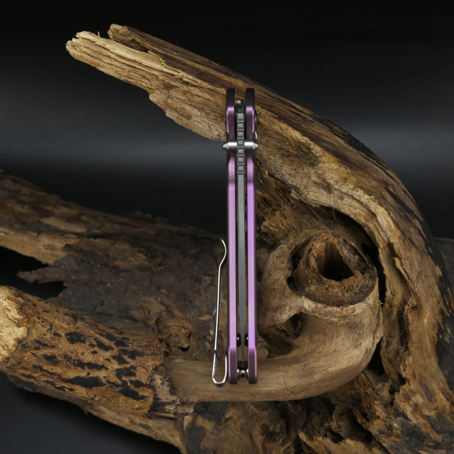 CJRB Pyrite J1925 Damascus Blade Titanium Handle Folding Knives - Rose (J1925T-RE)