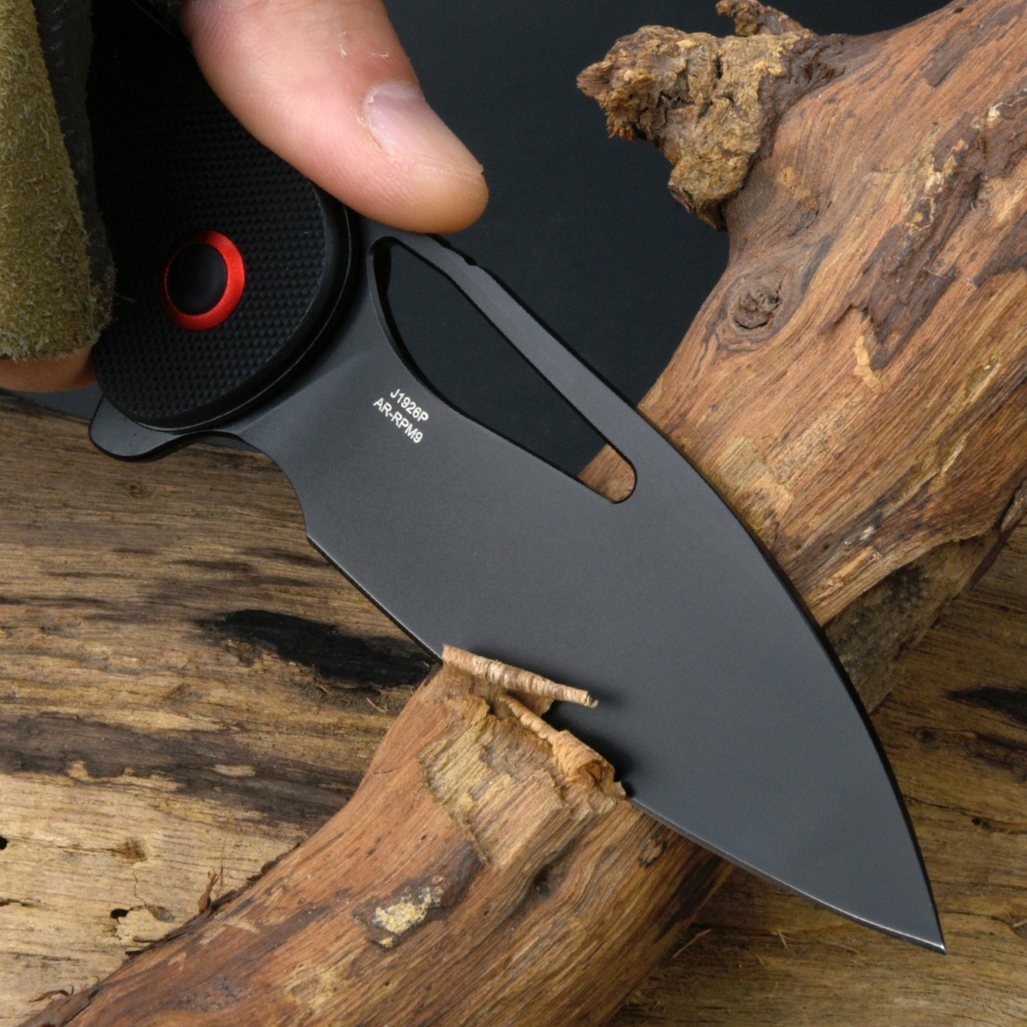 CJRB Lago J1926 AR-RPM9 Steel G10 Handle Folding Knives - Black PVD Blade Black G10 Handle (J1926-DE)