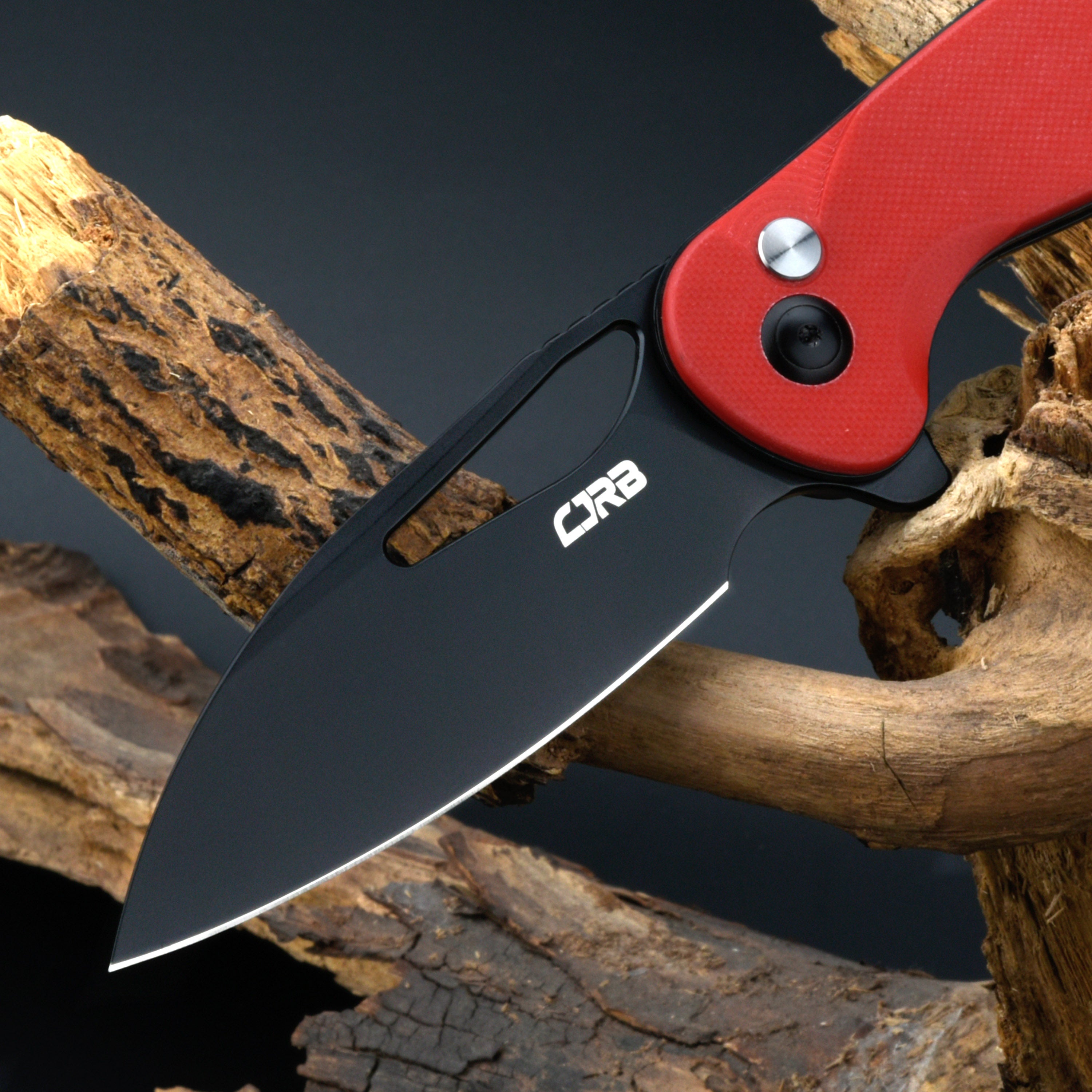 CJRB Lago J1926 AR-RPM9 Steel G10 Handle Folding Knives - Black PVD Blade Red G10 Handle (J1926-BRE)