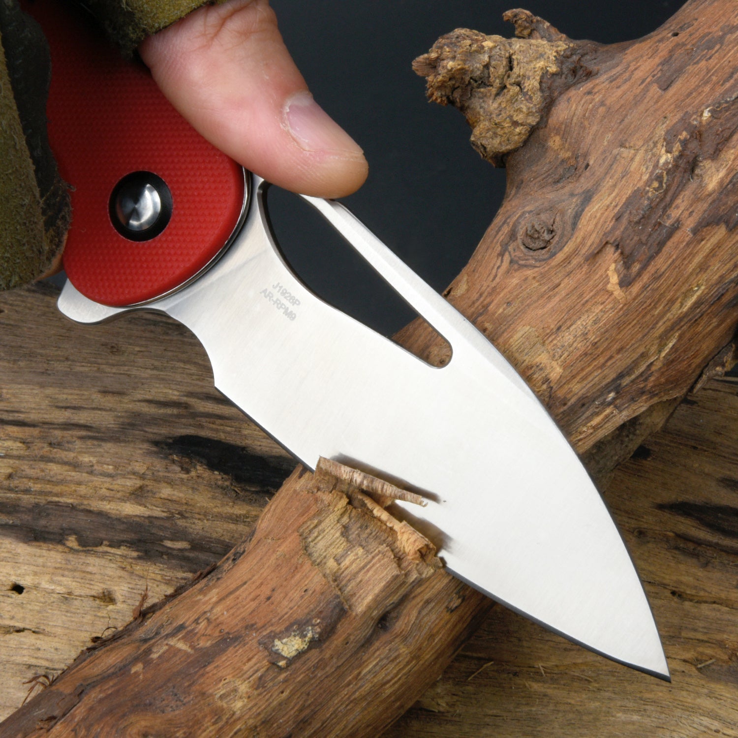 CJRB Lago J1926 AR-RPM9 Steel G10 Handle Folding Knives - Sand Polish Blade Red G10 Handle (J1926-RE)