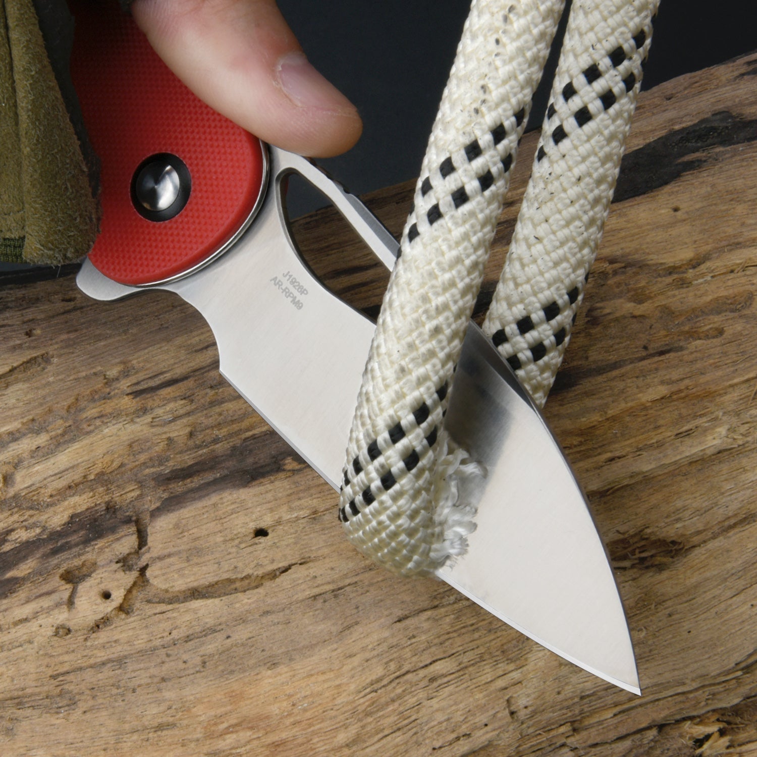 CJRB Lago J1926 AR-RPM9 Steel G10 Handle Folding Knives - Sand Polish Blade Red G10 Handle (J1926-RE)