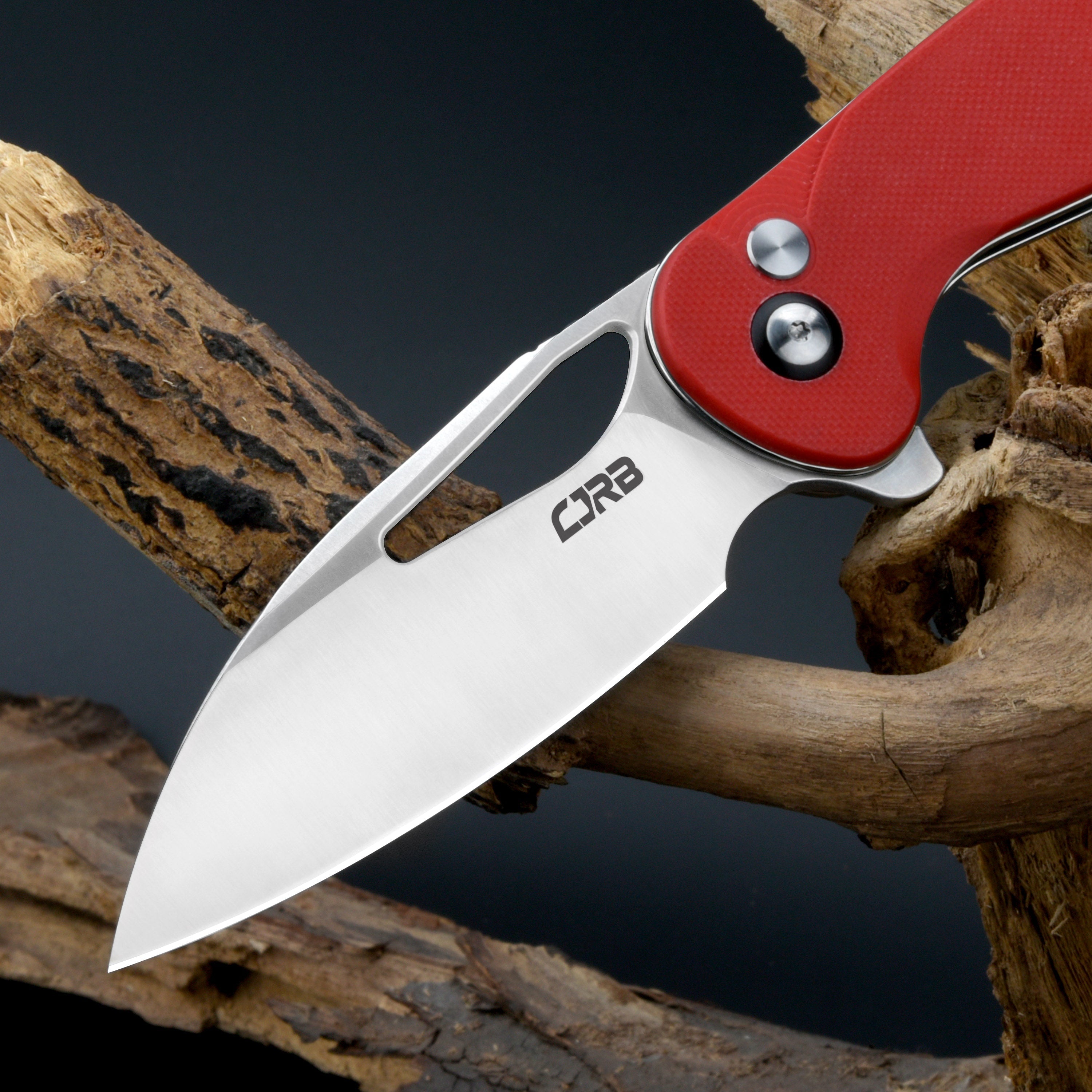 CJRB Lago J1926 AR-RPM9 Steel G10 Handle Folding Knives - Sand Polish Blade Red G10 Handle (J1926-RE)