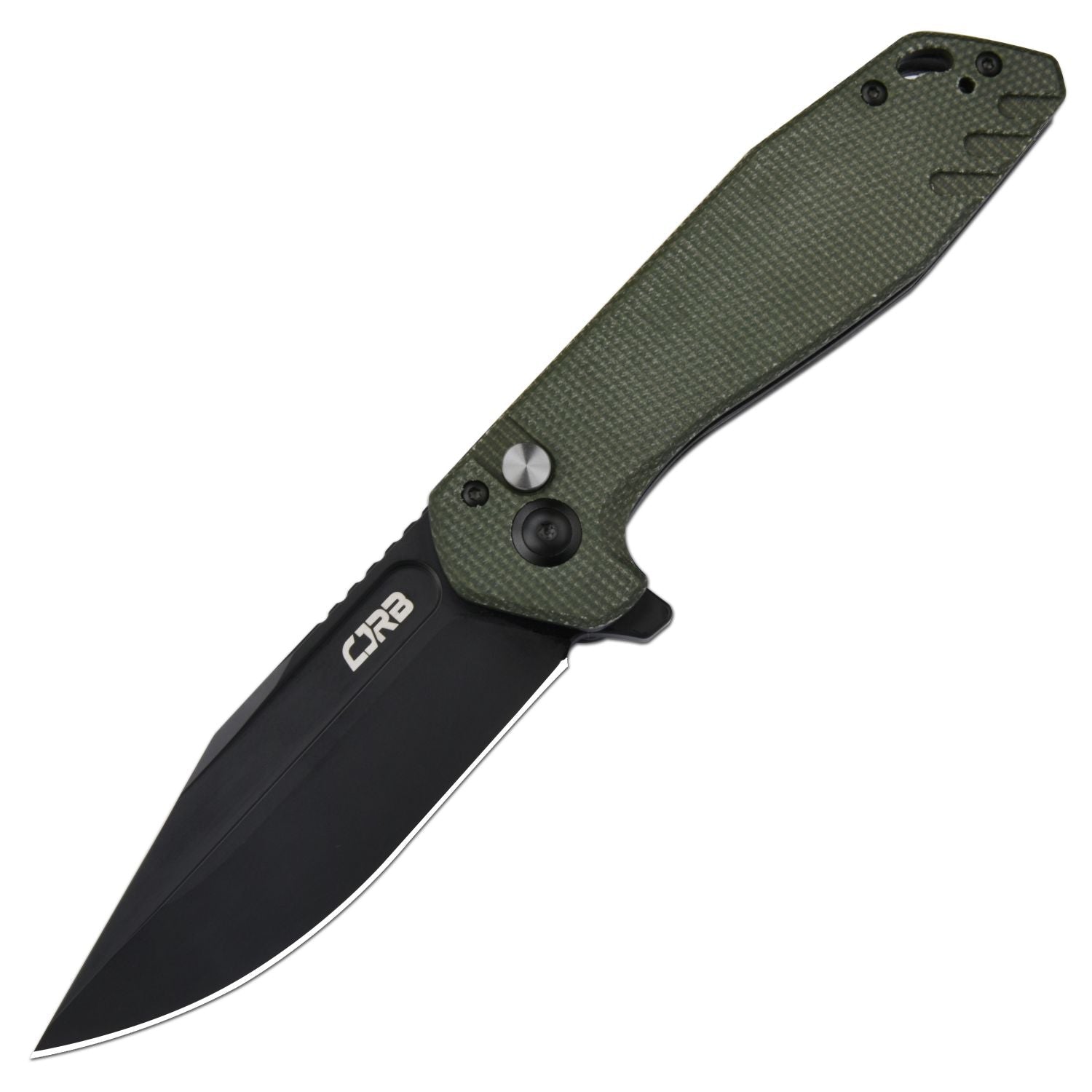CJRB Riff J1928 AR-RPM9 Steel Blade Micarta Handle Folding Knives - Black PVD / Green Micarta (J1928-BMGN)