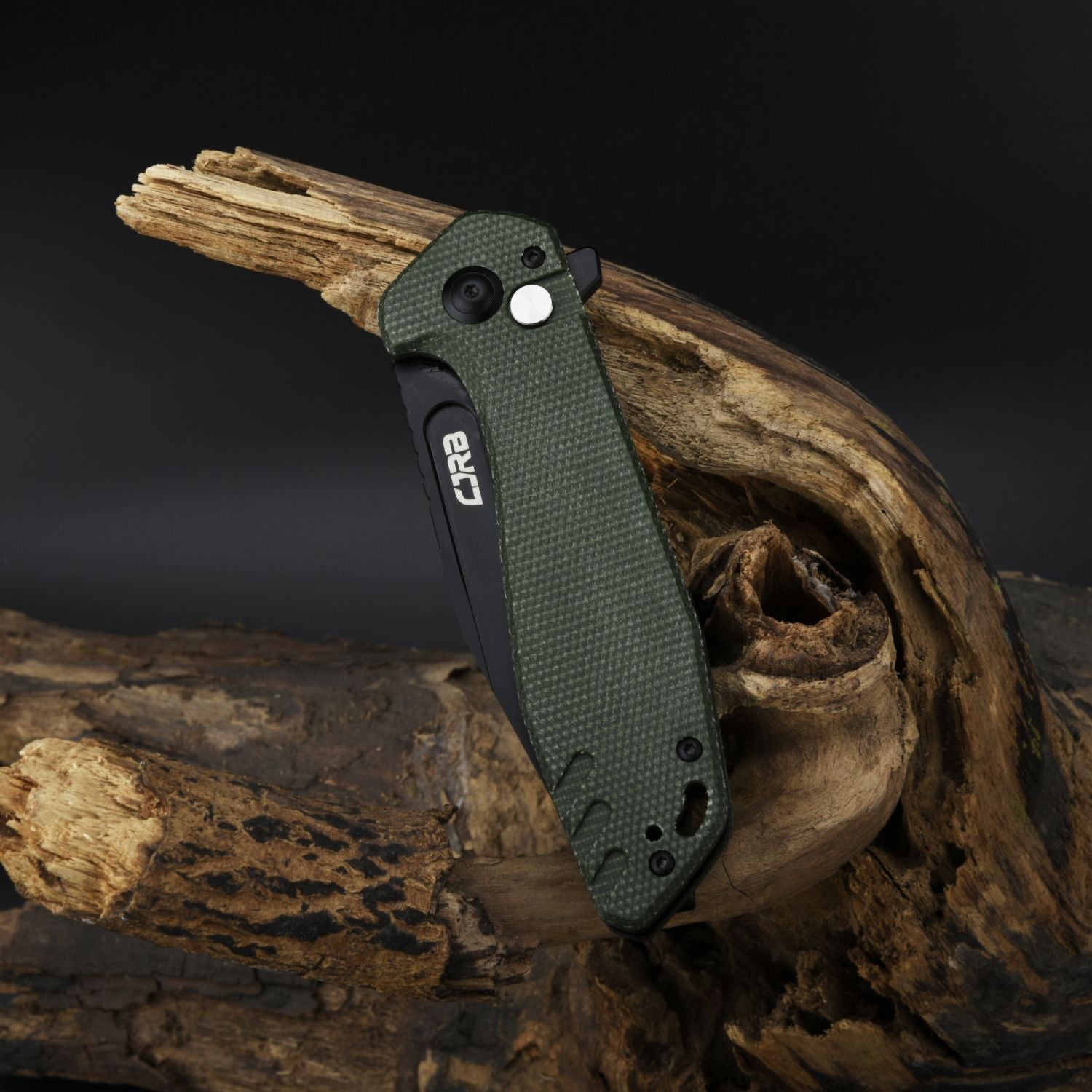 CJRB Riff J1928 AR-RPM9 Steel Blade Micarta Handle Folding Knives - Black PVD / Green Micarta (J1928-BMGN)