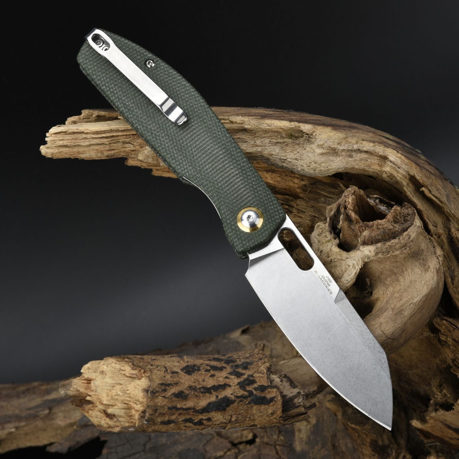 CJRB Ekko J1929 Liner Lock AR-RPM9 Steel Blade Micarta Handle Folding Knives - Micarta Green (J1929-MGN)