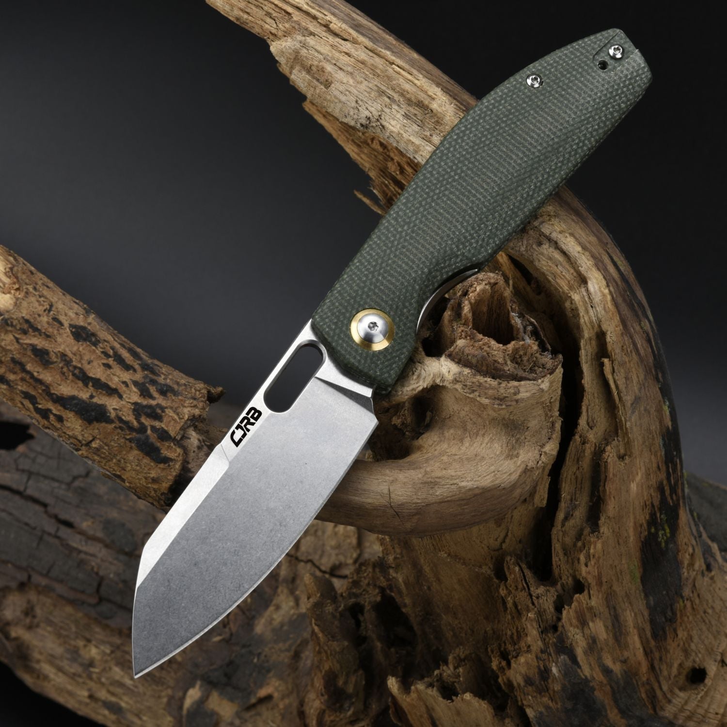 CJRB Ekko J1929 Liner Lock AR-RPM9 Steel Blade Micarta Handle Folding Knives - Micarta Green (J1929-MGN)