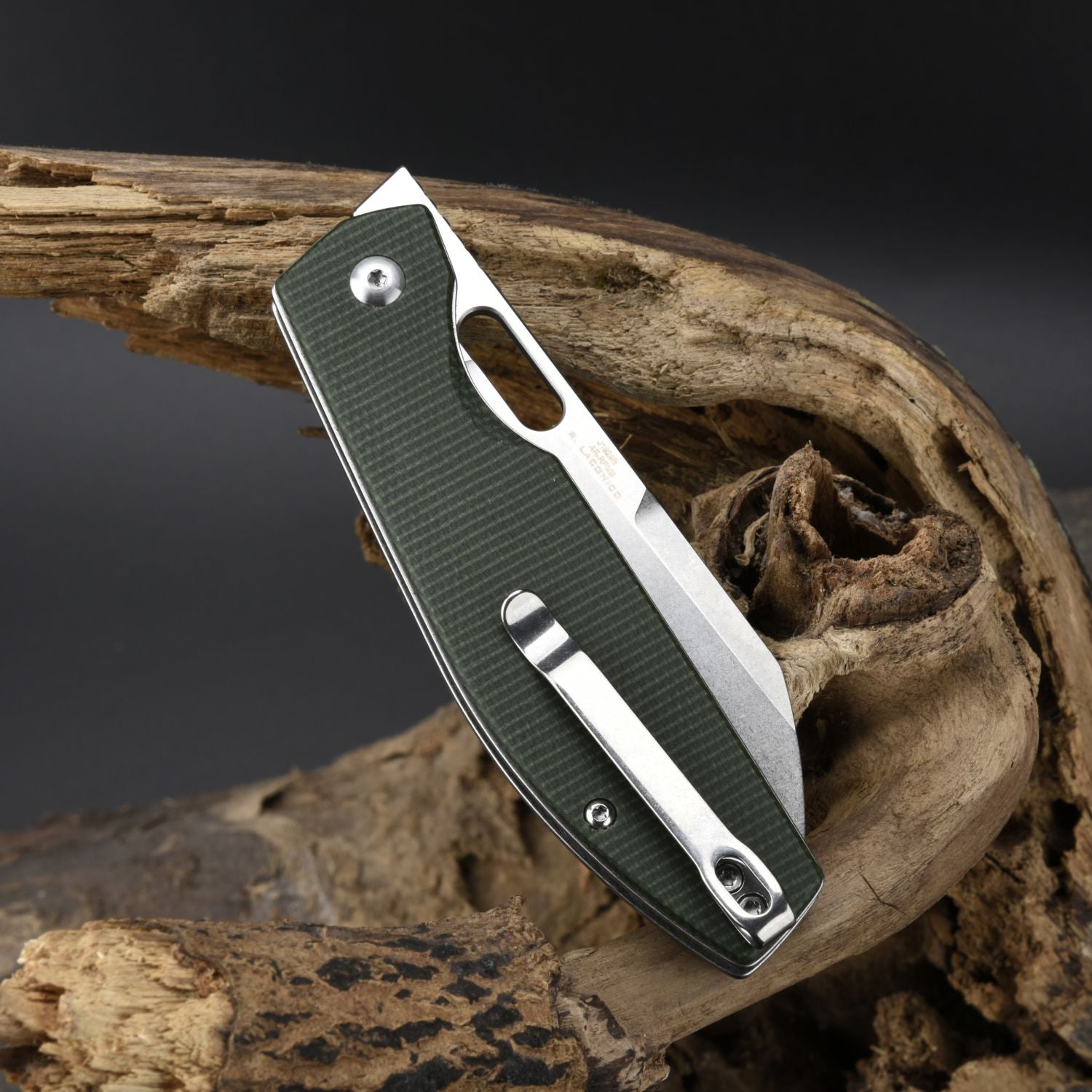 CJRB Ekko J1929 Button Lock AR-RPM9 Steel Blade Folding Knives - Micarta Green (J1929B-MGN)