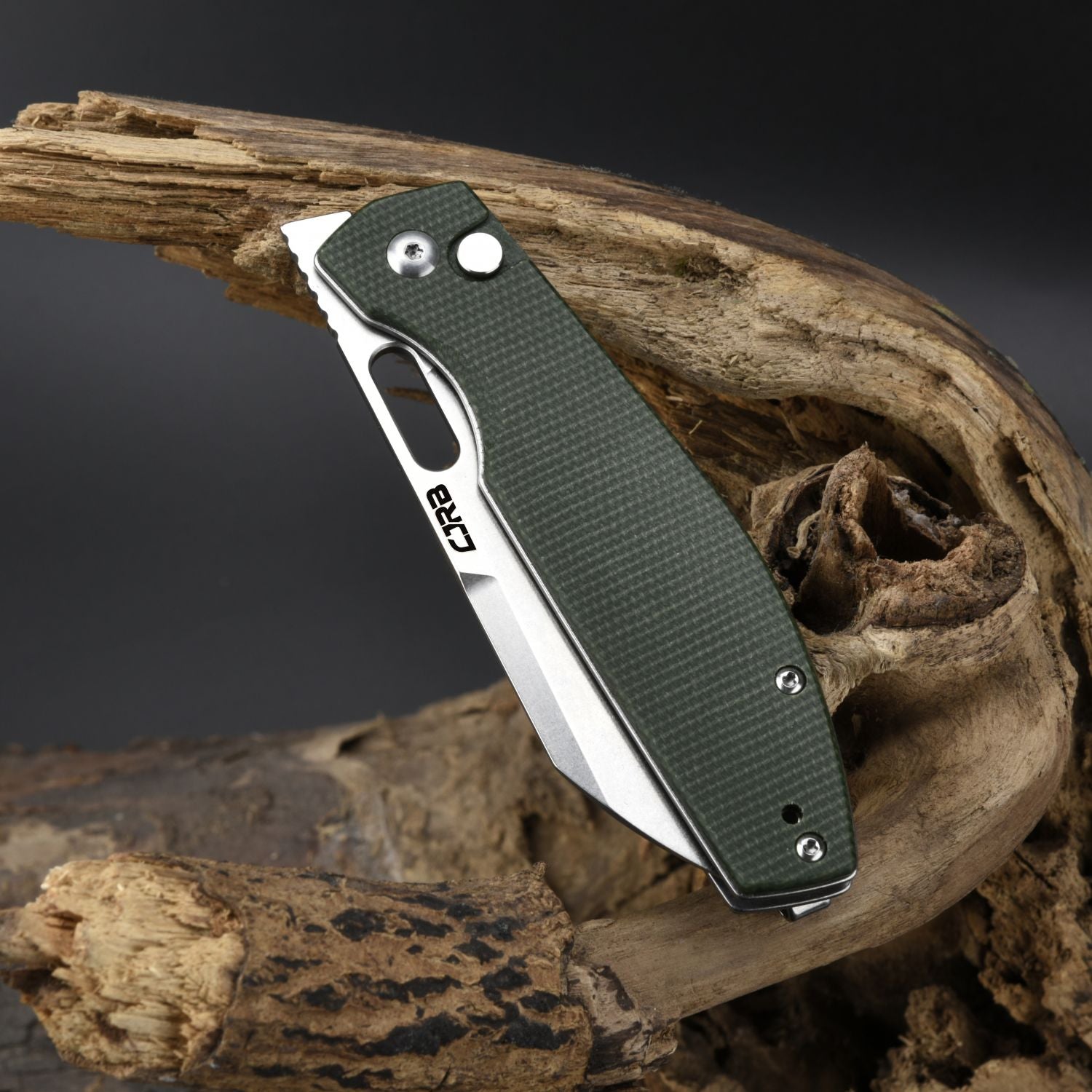 CJRB Ekko J1929 Button Lock AR-RPM9 Steel Blade Folding Knives - Micarta Green (J1929B-MGN)