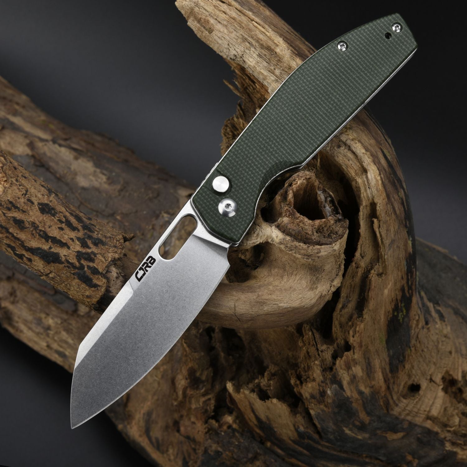 CJRB Ekko J1929 Button Lock AR-RPM9 Steel Blade Folding Knives - Micarta Green (J1929B-MGN)