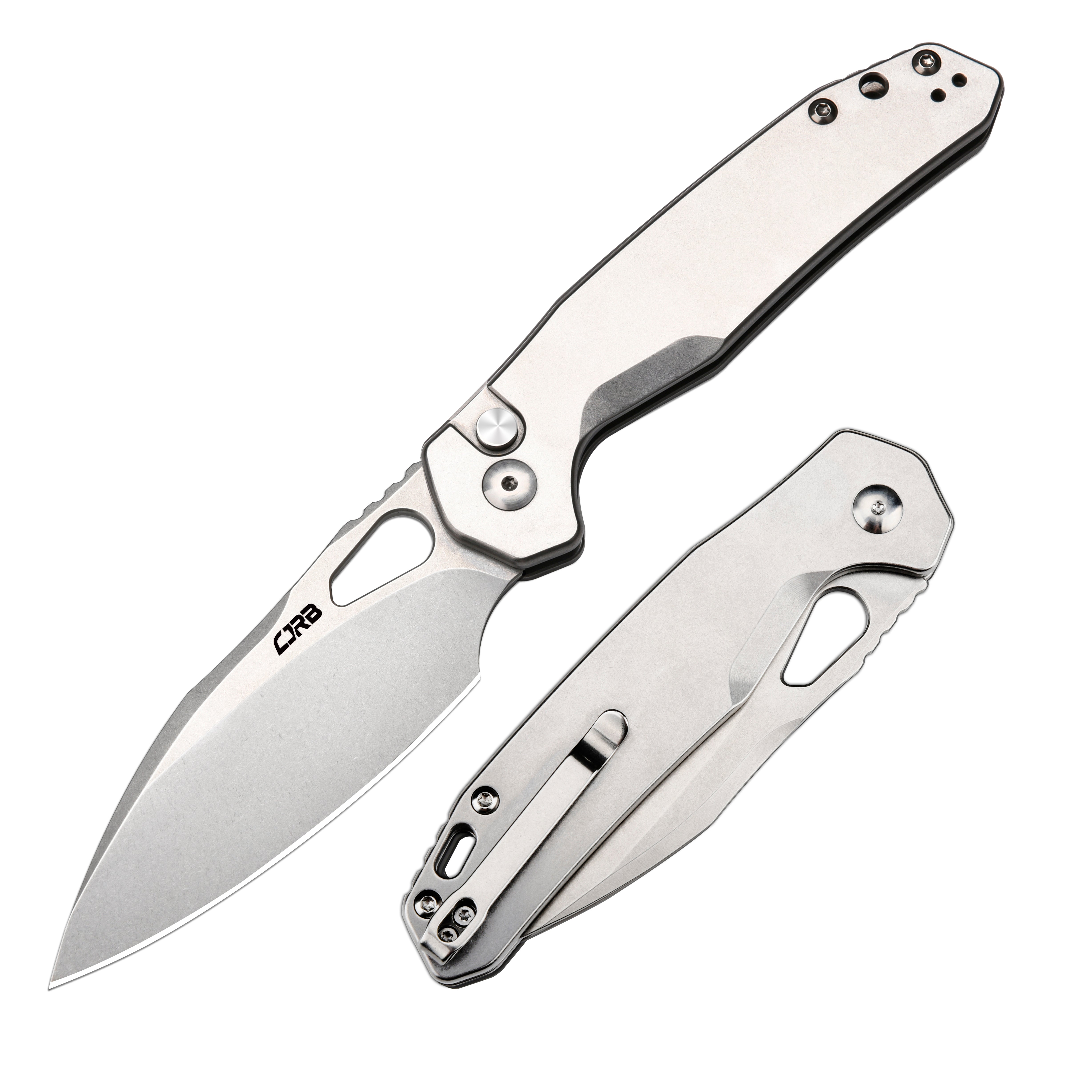 CJRB Frack J1931 AR-RPM9 Steel Blade Steel Handle Folding Knives - Stone Wash (J1931-ST)