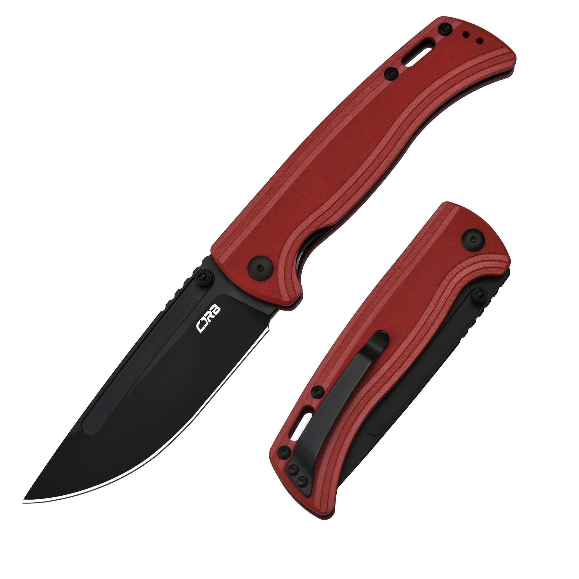 CJRB Resource J1932 AR-RPM9 Steel G10 Handle Folding Knives - Black PVD / Red (J1932-BRE)