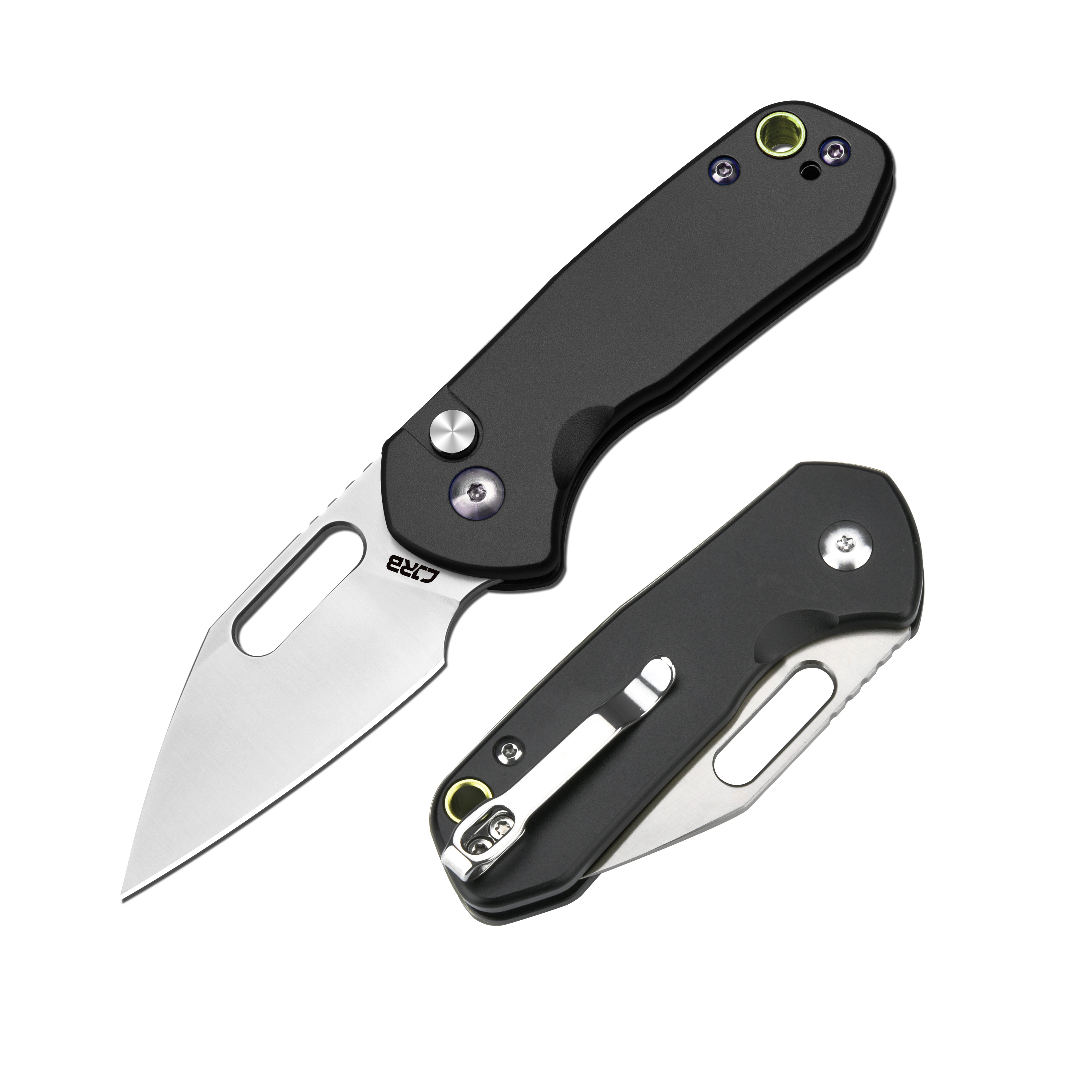Cjrb Mini Pyrite J1933 AR-RPM9 Steel Blade Aluminium Handle Folding Knives - Sand Polish / Black (J1933-BK)