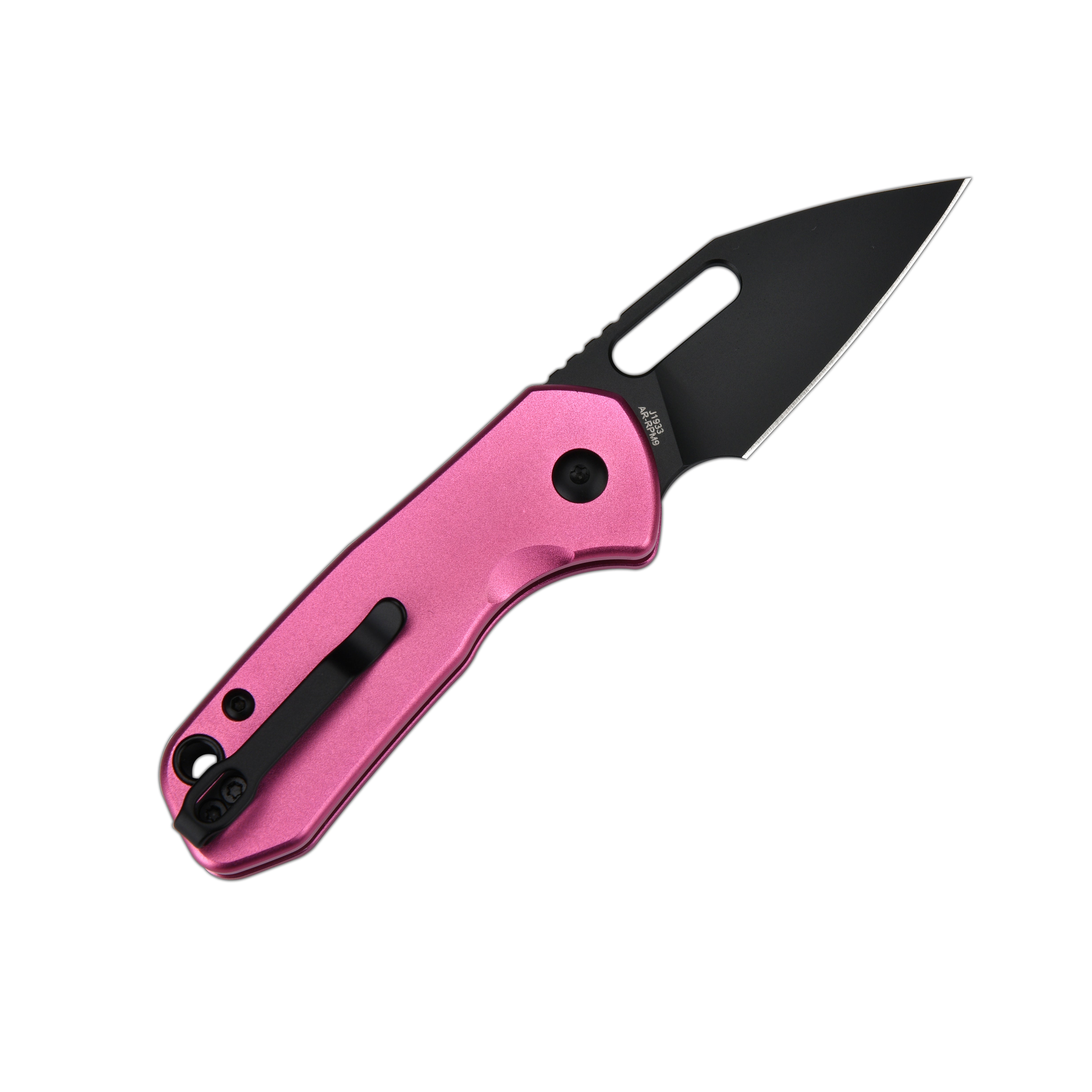 Cjrb Mini Pyrite J1933 AR-RPM9 Steel Blade Aluminium Handle Folding Knives - Black PVD / Pink (J1933-BPK)