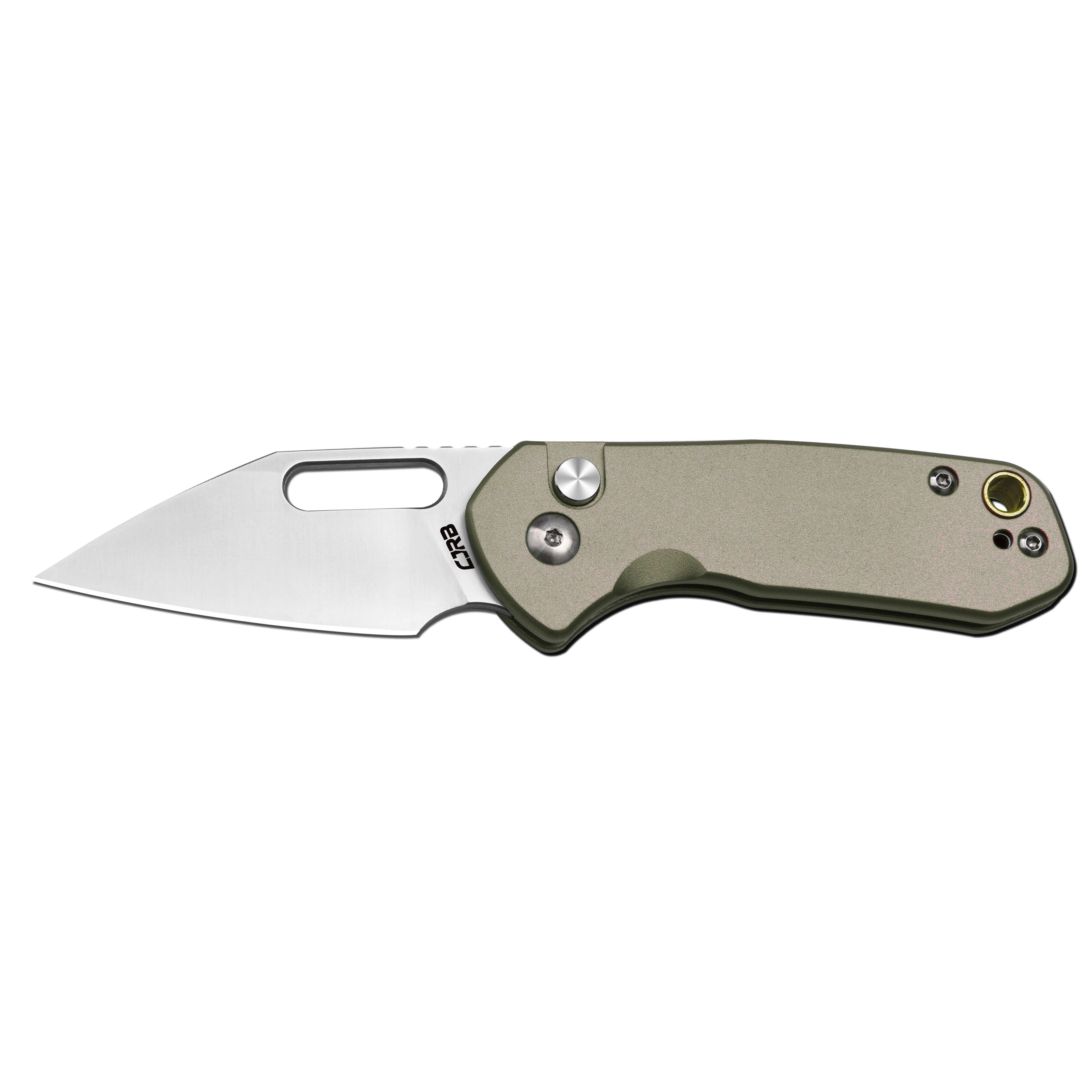 Cjrb Mini Pyrite J1933 AR-RPM9 Steel Blade Aluminium Handle Folding Knives - Sand Polish / Green (J1933-GN)
