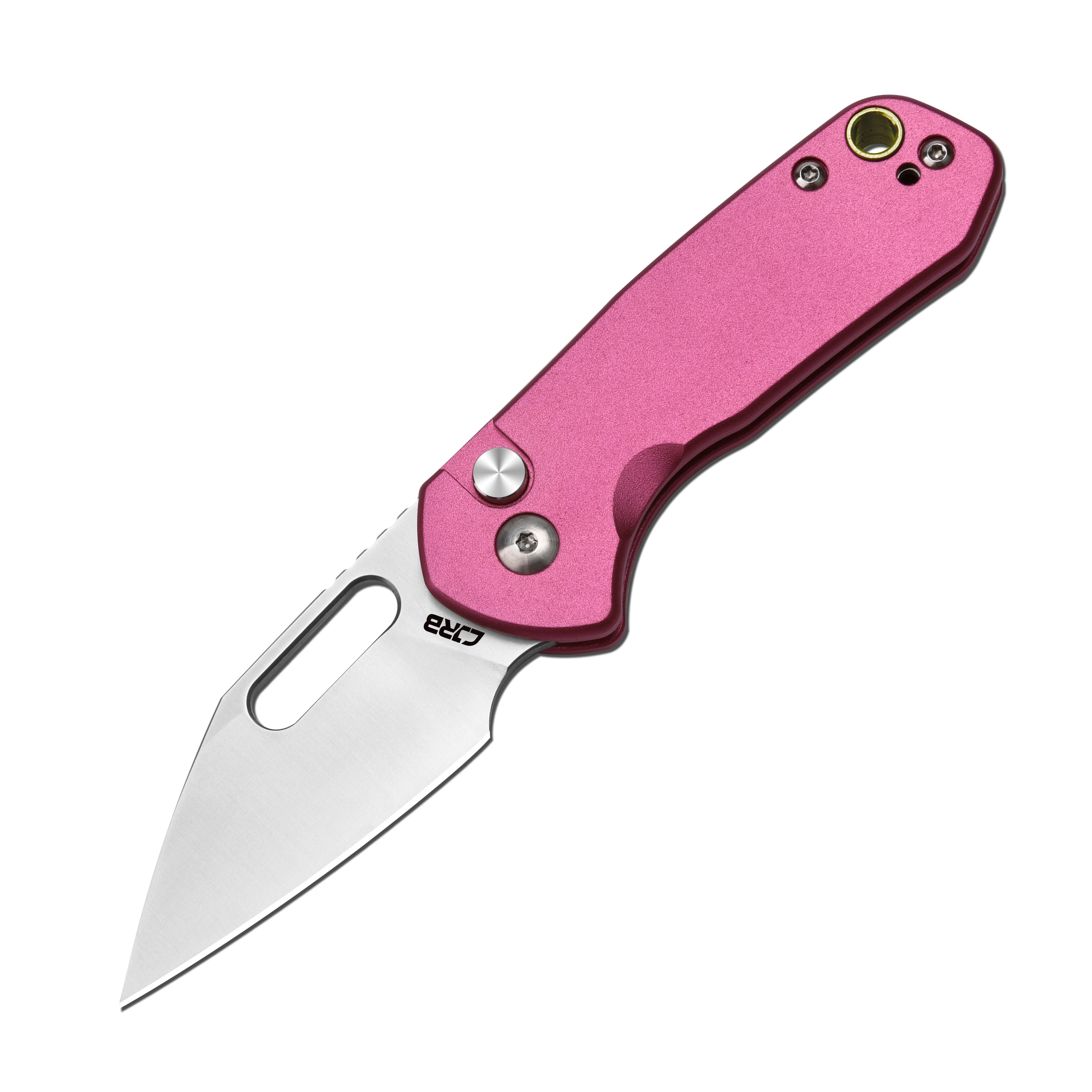 Cjrb Mini Pyrite J1933 AR-RPM9 Steel Blade Aluminium Handle Folding Knives - Sand Polish / Pink (J1933-PK)
