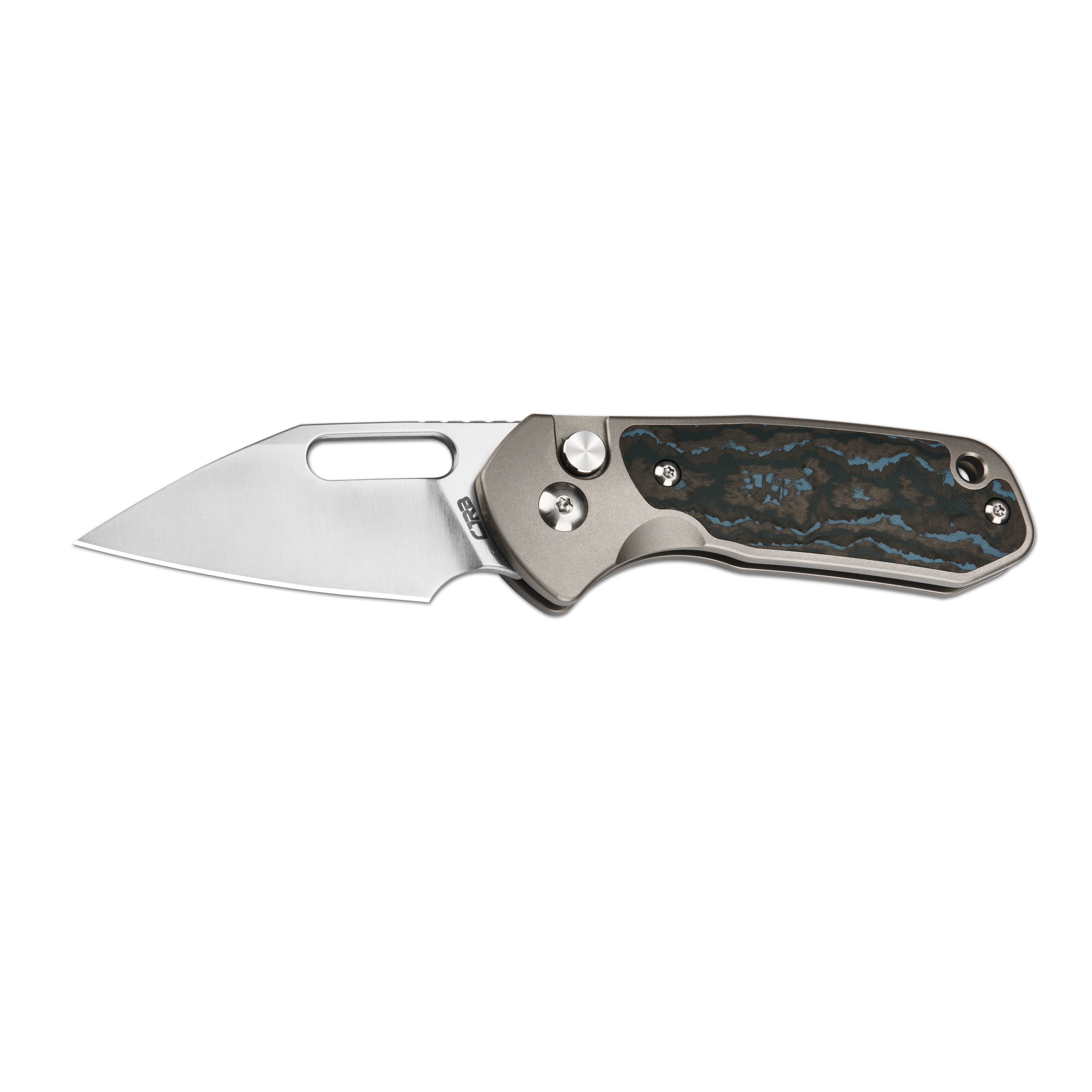 CJRB Mini Pyrite J1933 CPM S90V Blade Titanium and Fat Carbon Handle Folding Knives(Limited Edition) - Arctic Storm (J1933T2-FCG)