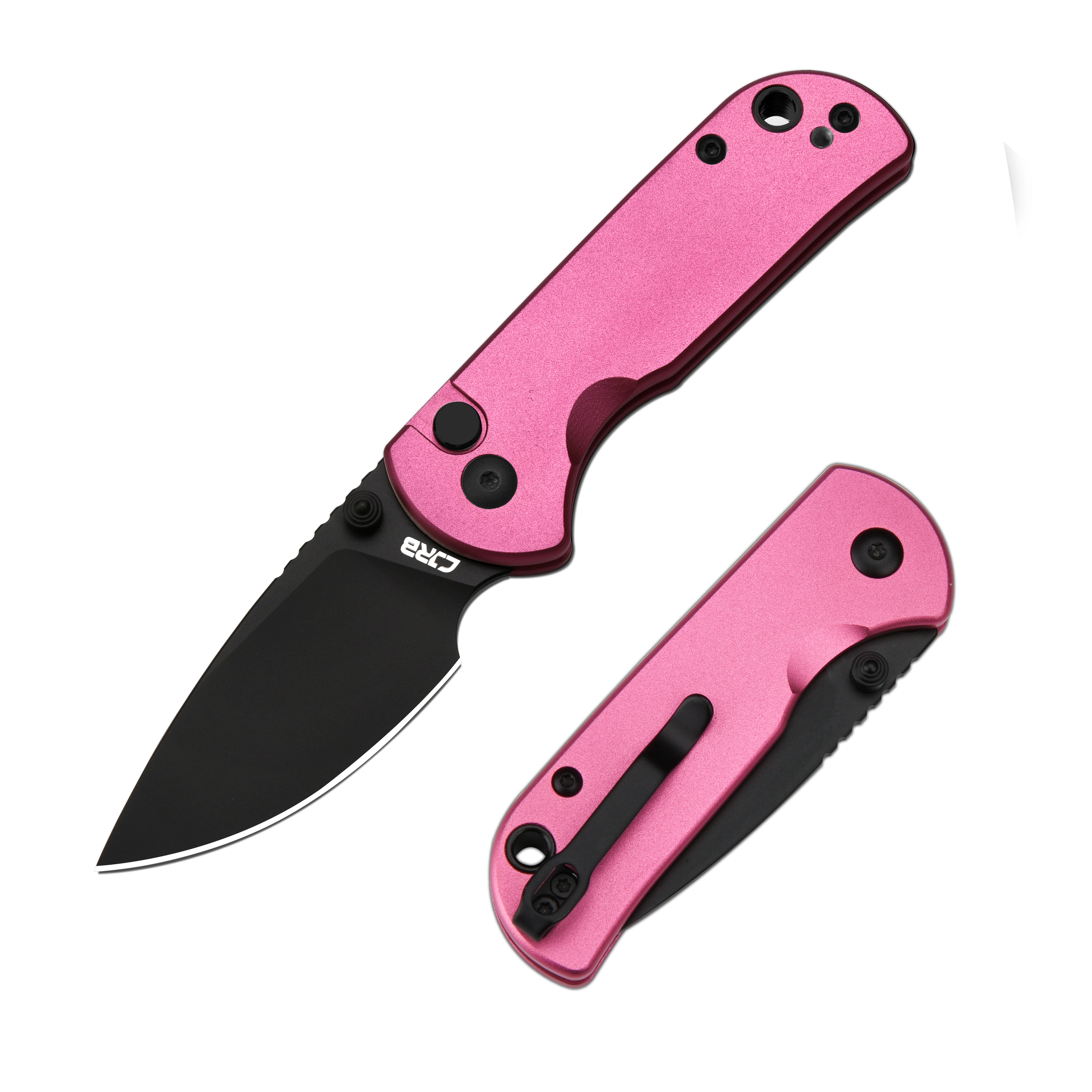CJRB Mica J1934 AR-RPM9 Steel Blade Aluminium Handle Folding Knives - Black PVD / Pink (J1934-BPK)
