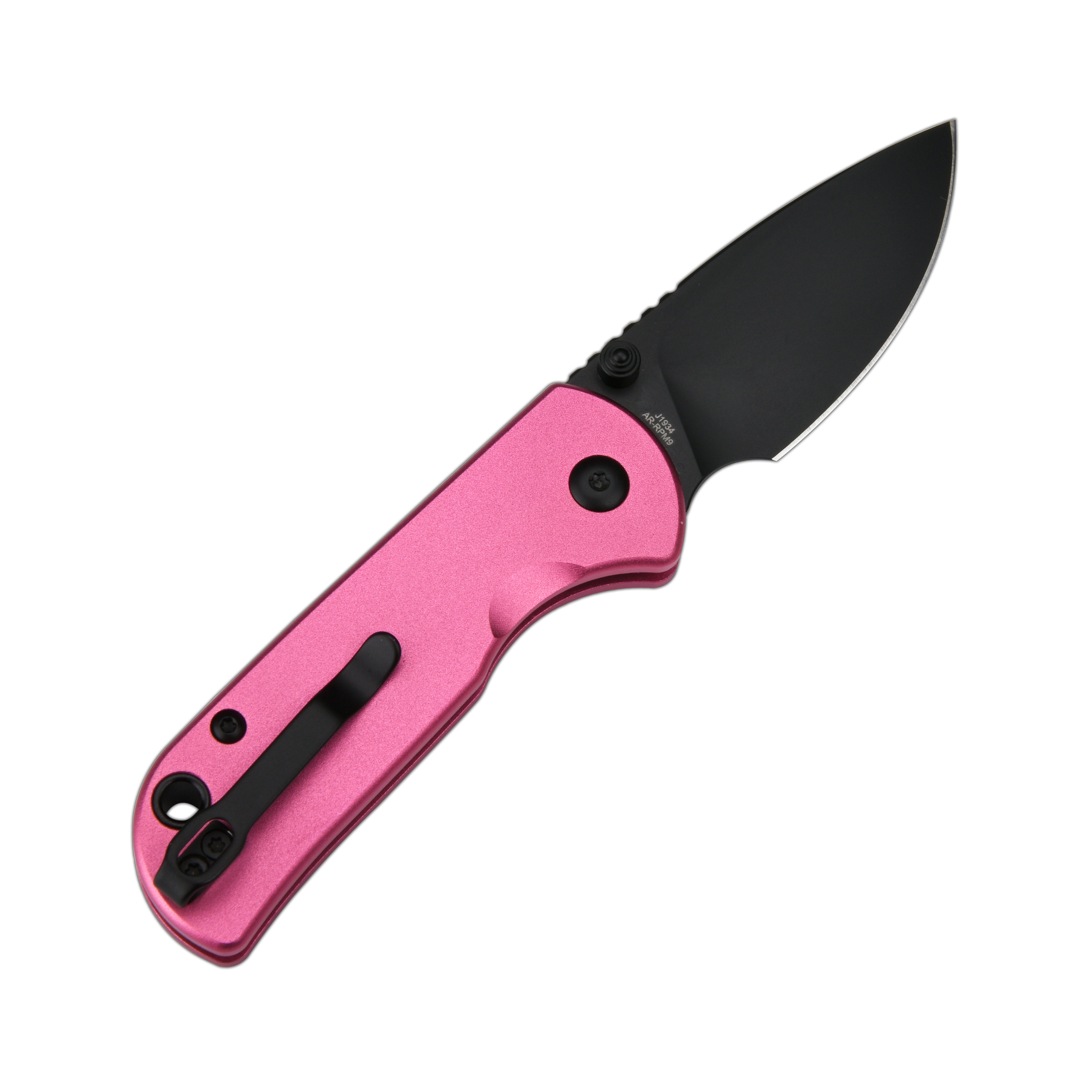 CJRB Mica J1934 AR-RPM9 Steel Blade Aluminium Handle Folding Knives - Black PVD / Pink (J1934-BPK)
